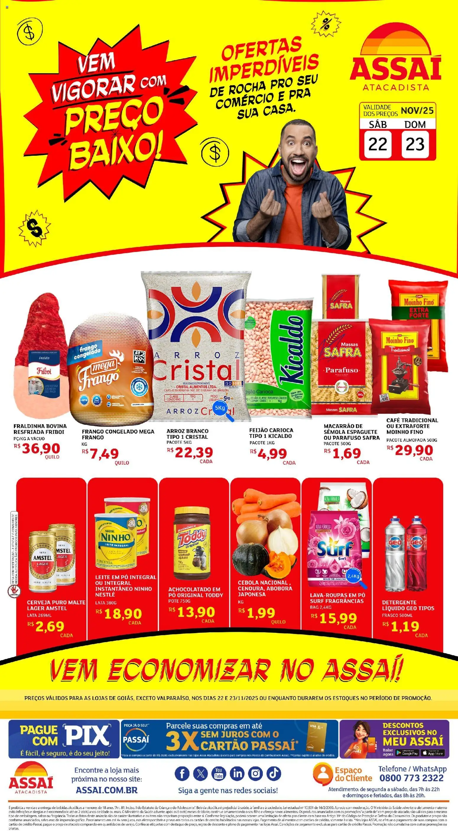 Assaí Atacadista Folheto - válido de 22.11.2025 | Página: 1 | Produtos: Pó, Bebida, Telefone, Copos
