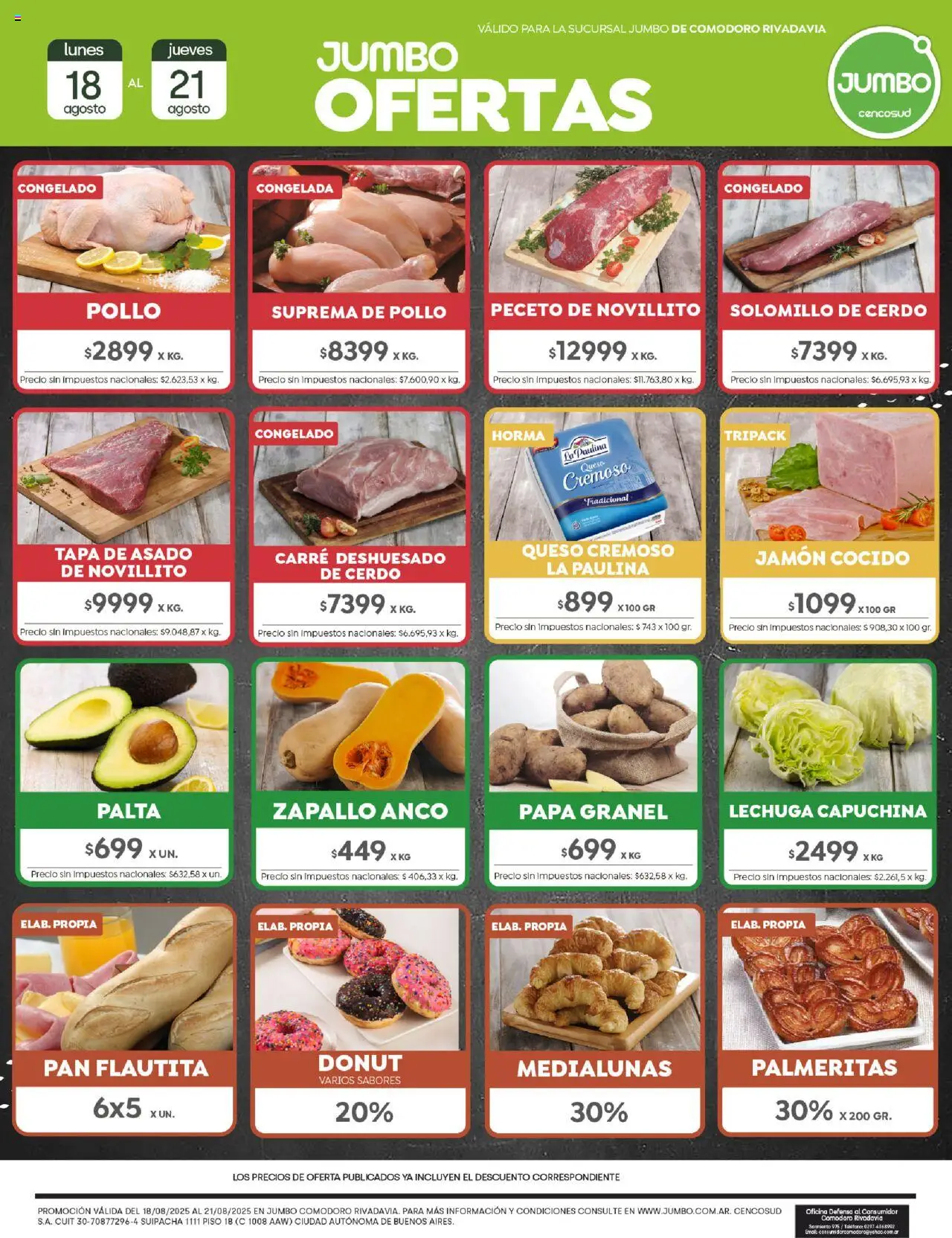 Jumbo - Oferta | Comodoro │ válido desde el 18.08.2025 | Página: 1 | Productos: Lechuga, Palta, Queso, Jamón