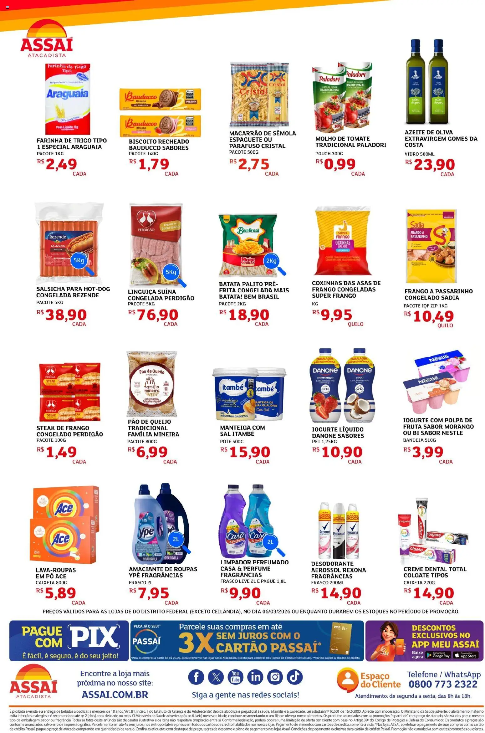 Assaí Atacadista Folheto - válido de 06.03.2026 | Página: 2 | Produtos: Espaguete, Desodorante, Base, Creme