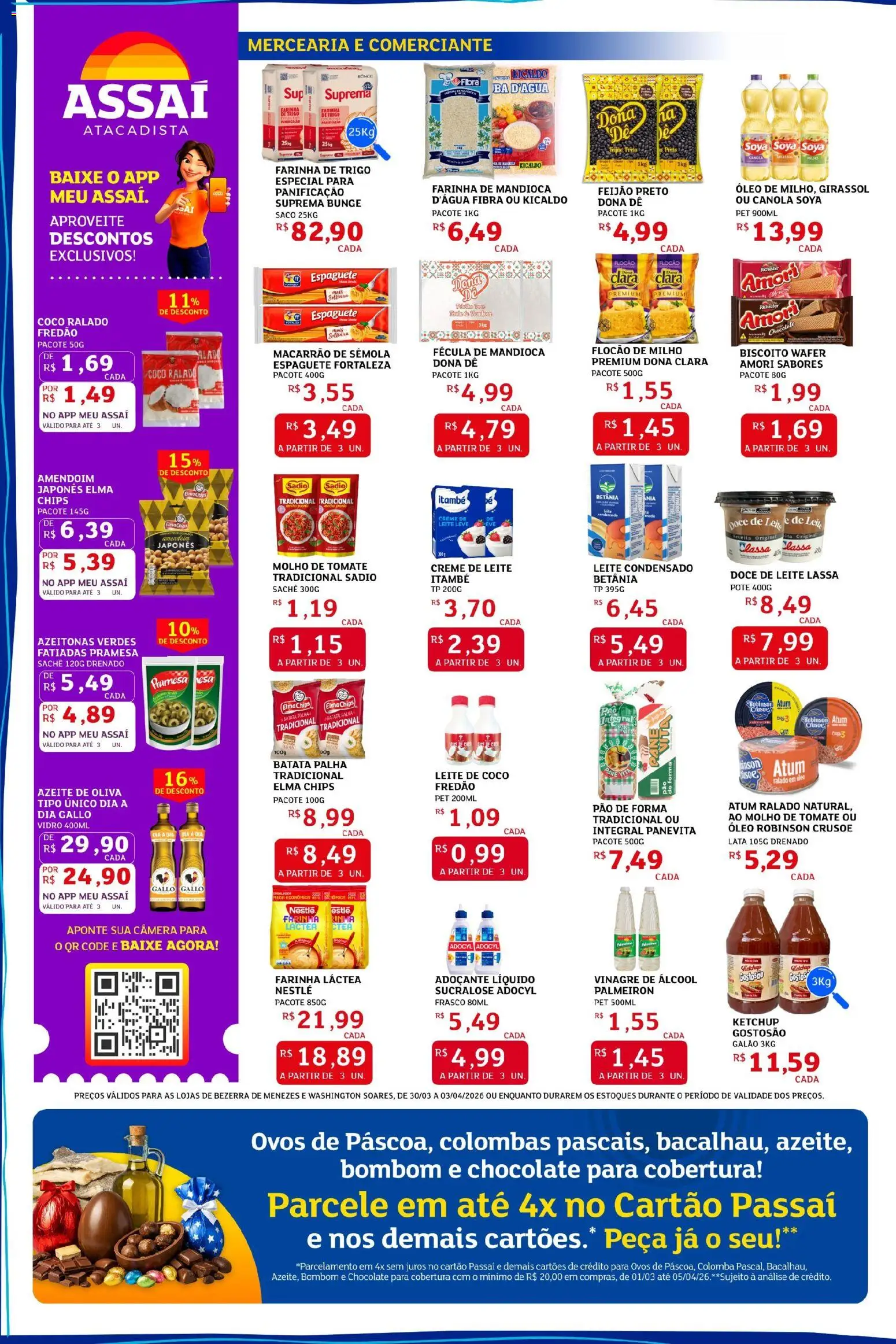 Assaí Atacadista Folheto - válido de 30.03.2026 | Página: 2 | Produtos: Espaguete, Amendoim, Vinagre, Chocolate