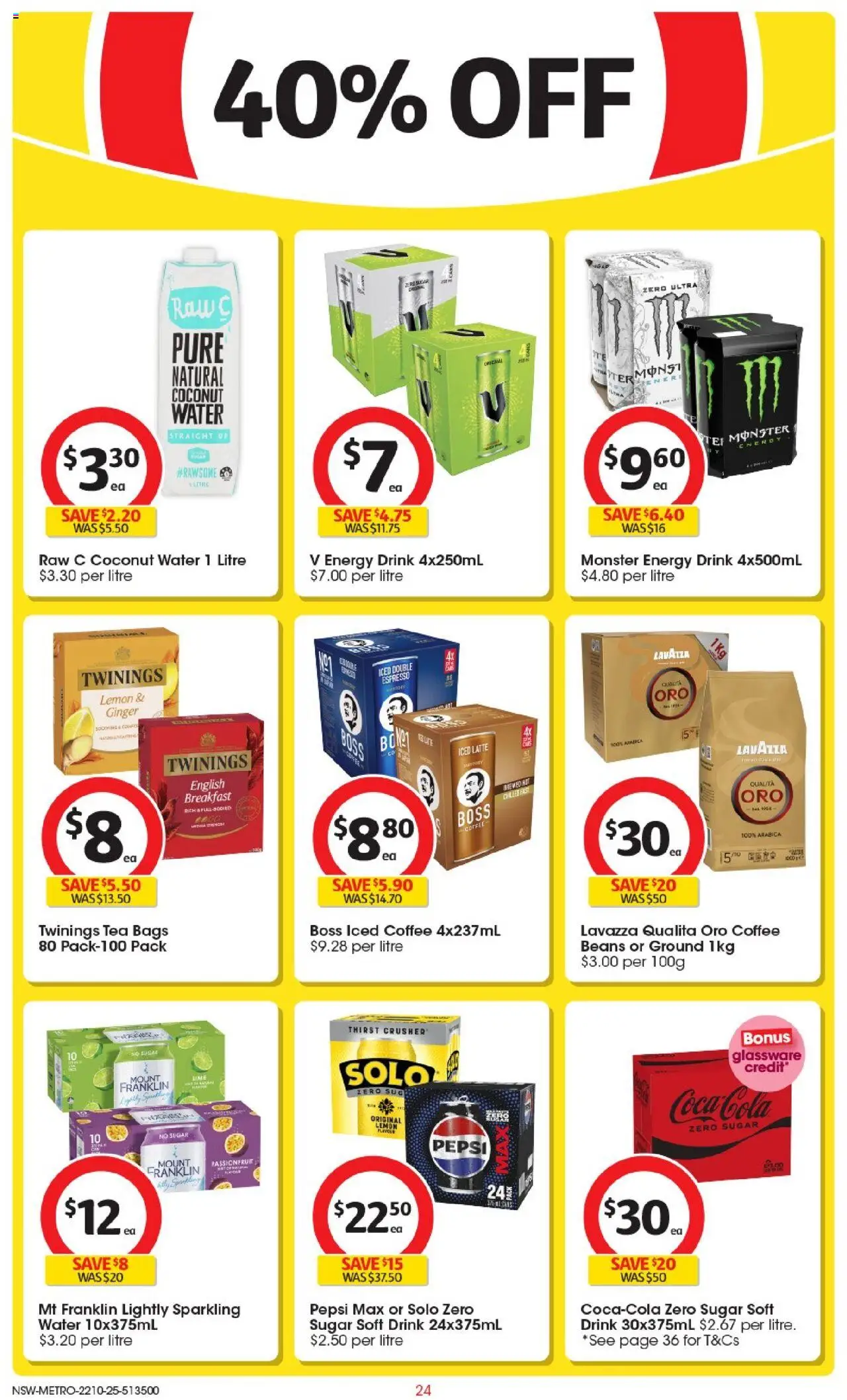 Coles catalogue - valid from 22.10.2025 | Page: 24 | Products: Ginger, Tea, Water, Pepsi Max
