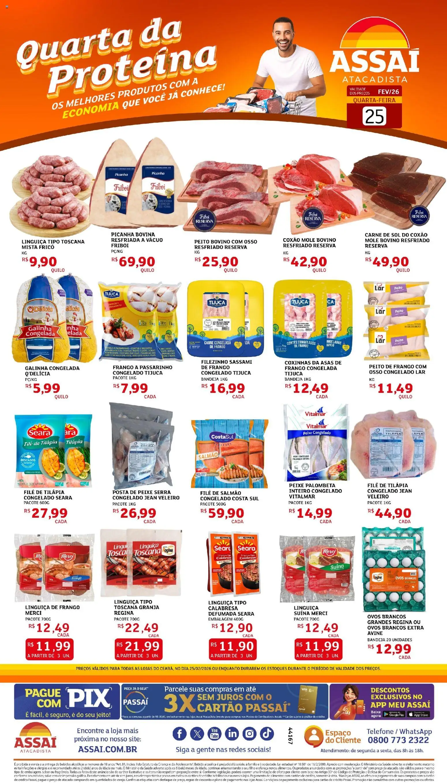 Assaí Atacadista Folheto - válido de 25.02.2026 | Página: 1 | Produtos: Base, Carne, Bandeja, Peito de frango