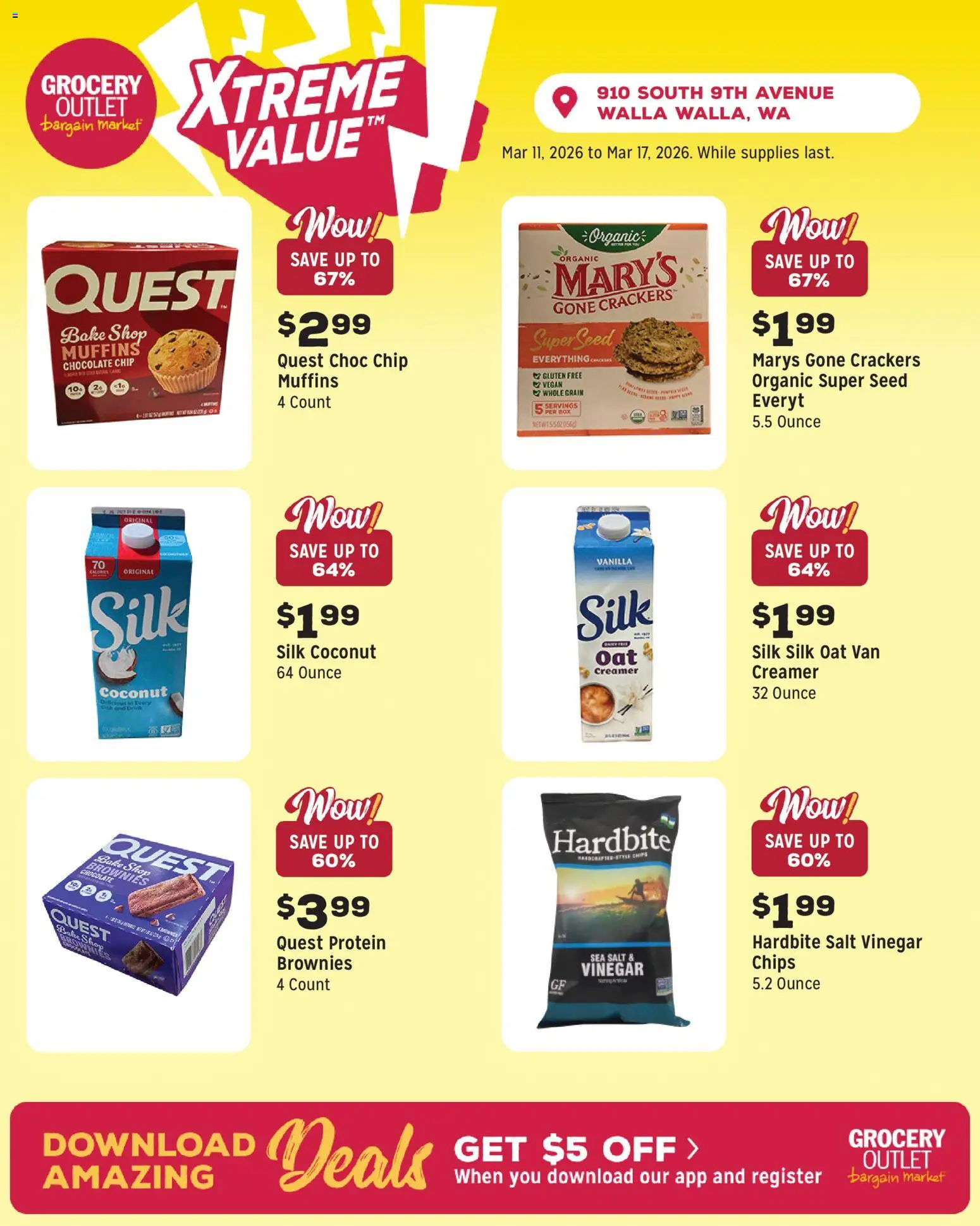 Grocery Outlet Weekly Ad - valid from 11.03.2026 | Page: 6 | Products: Vinegar, Fish, Salt, Chocolate Chip
