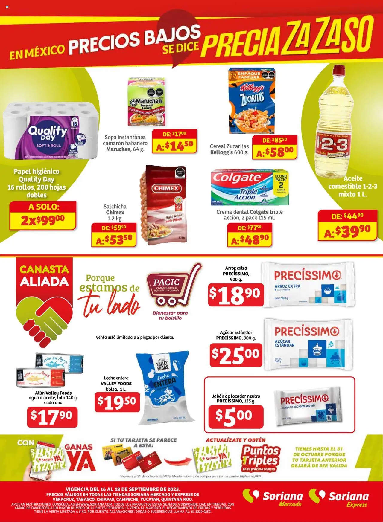 Nuevas ofertas de Soriana válidas en toda la República Mexicana desde el 16.09.2025. ¡Encuentra las mejores ofertas en Soriana - Frescos del Mandado Mercado: Ver, Tab, Chis, Camp, Yuc y Q. Roo! | Página: 4 | Productos: Agua, Limón, Leche, Papel higiénico