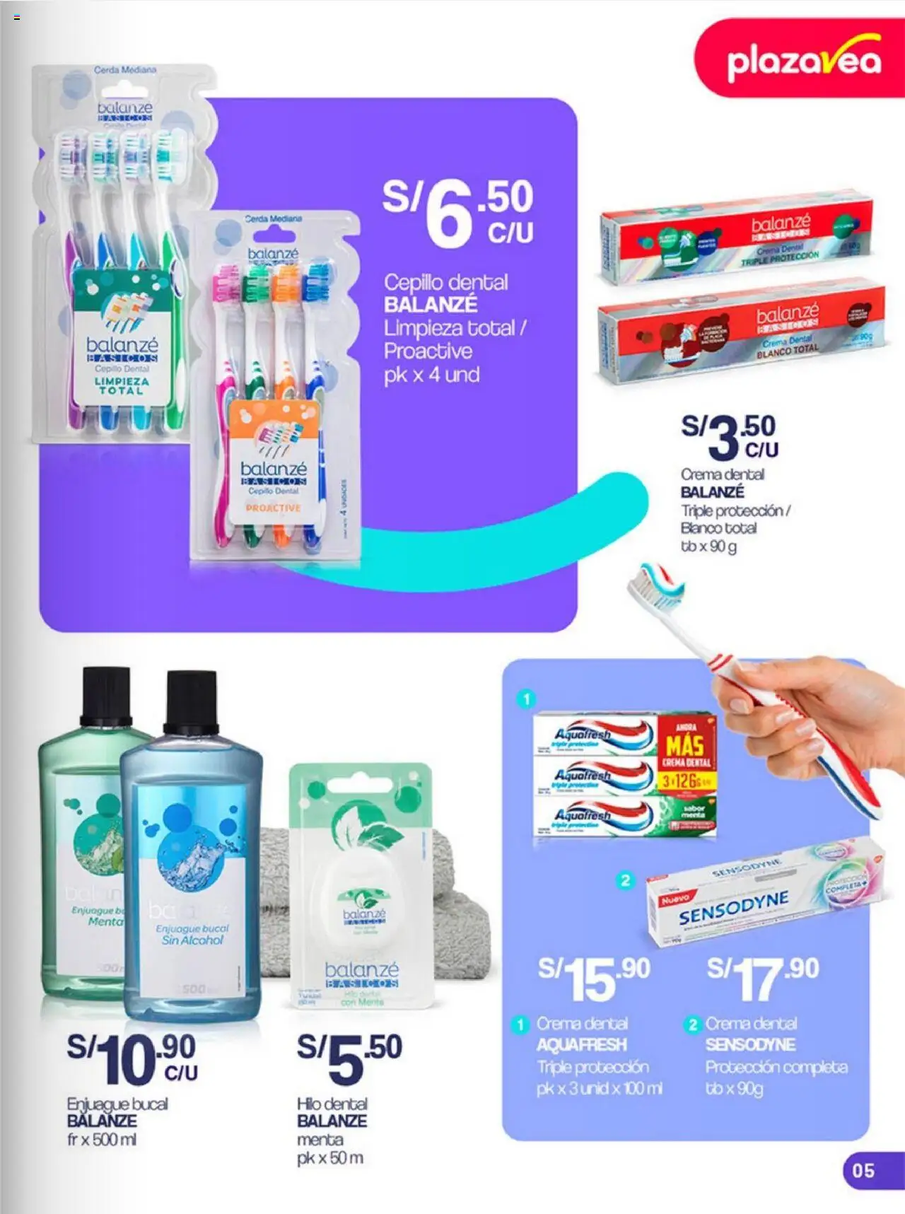 Catálogo Plaza Vea válido desde 04.08.2025 | Página: 5 | Productos: Enjuague bucal, Crema