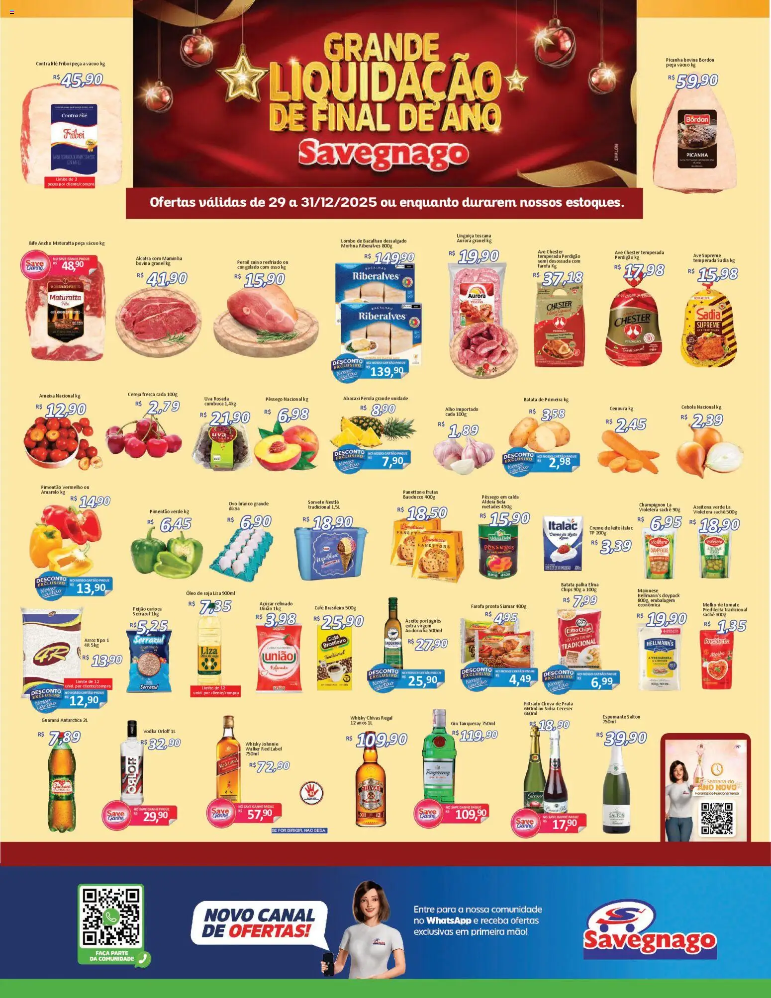 Savegnago Folheto - válido de 29.12.2025 | Página: 1 | Produtos: Feijão, Whisky, Arroz, Sorvete