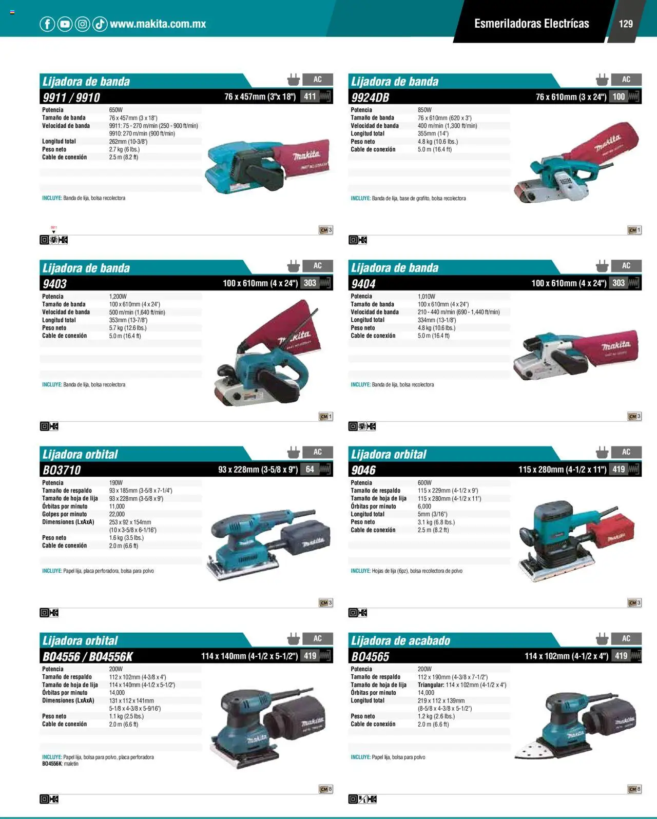 Nuevas ofertas de Makita válidas en toda la República Mexicana desde el 17.04.2024. ¡Encuentra las mejores ofertas en Makita catálogo ! | Página: 129 | Productos: Bolsa, Lijadora, Lija, Polvo