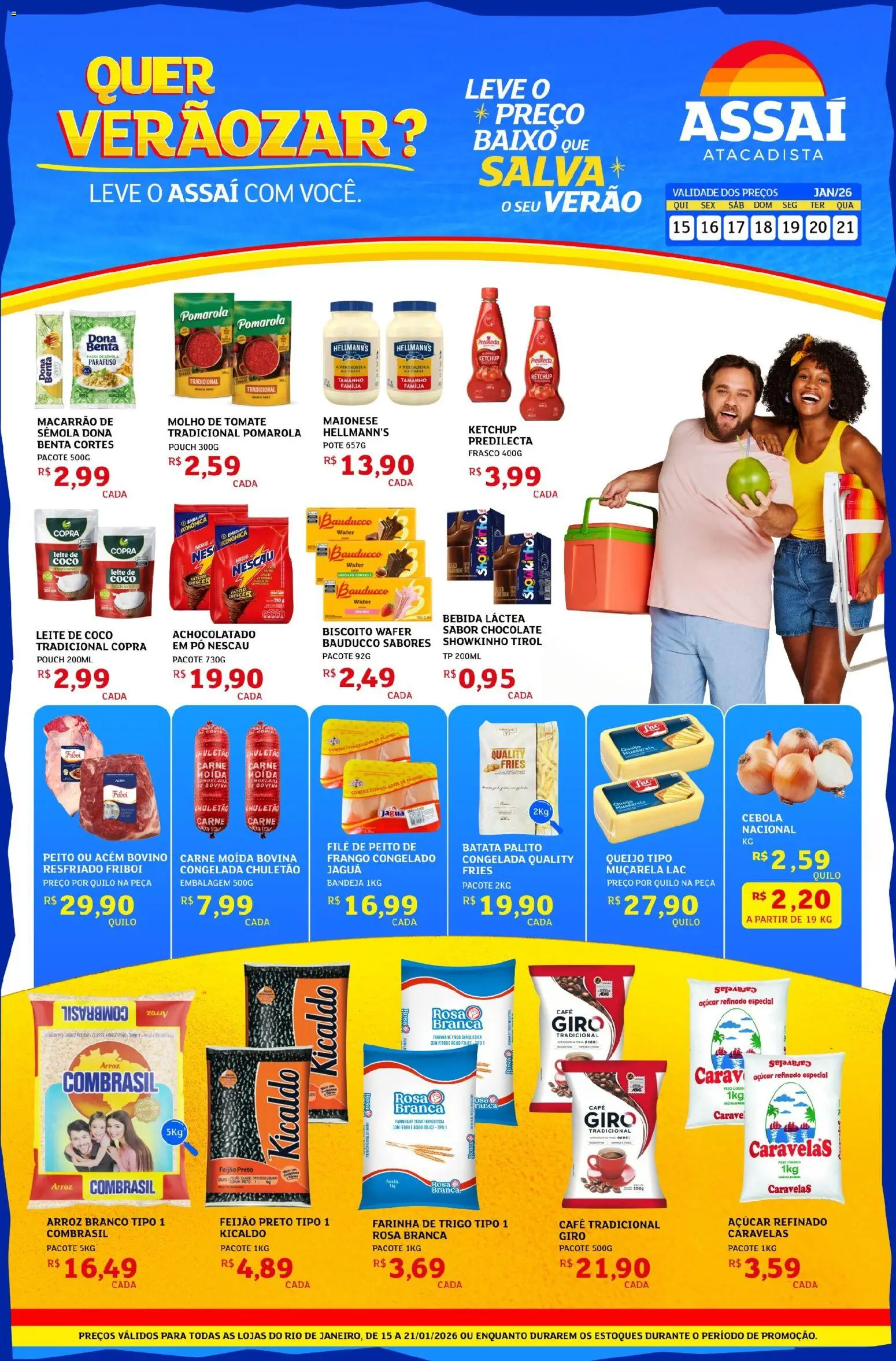 Assaí Atacadista Folheto - válido de 15.01.2026 | Página: 1 | Produtos: Leite, Baixo, Açúcar, Maionese