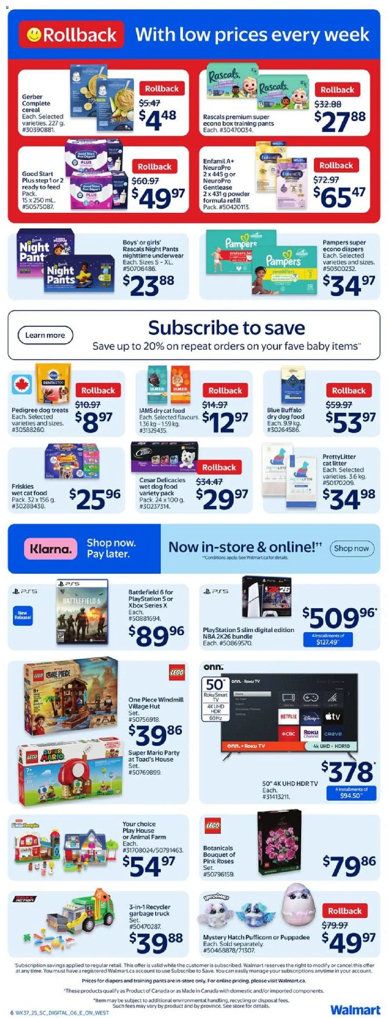 Walmart flyer valid from 09.10.2025 | Page: 11 | Products: Tv, Playstation, Powder, Underwear