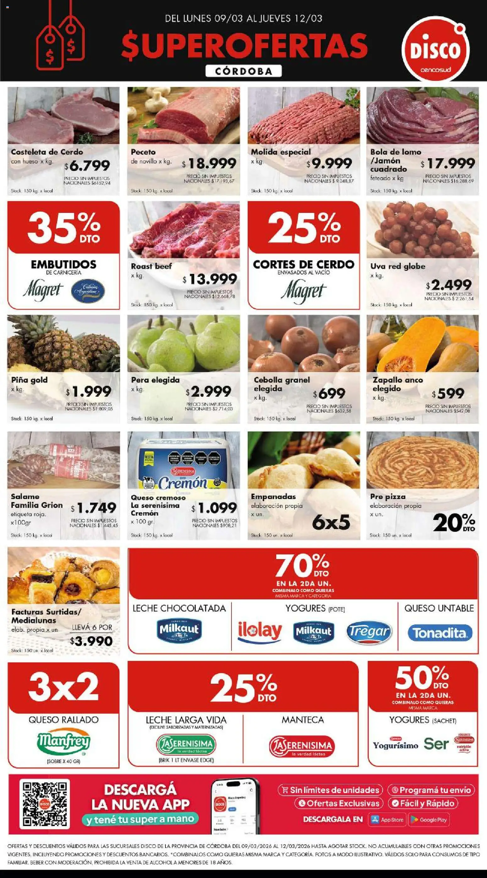 Disco - FERIA DE FRESCOS CÓRDOBA │ válido desde el 08.03.2026 | Página: 1 | Productos: Sobre, Pera, Queso, Cerdo