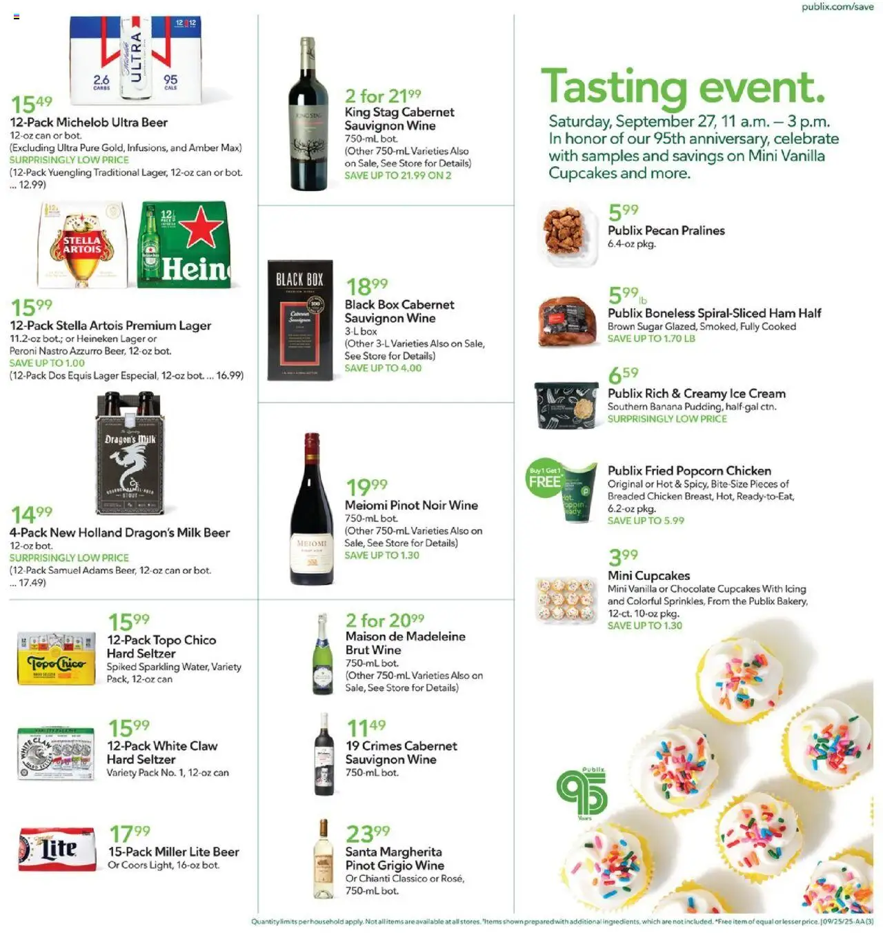 Publix Weekly Ad - valid from 24.09.2025 | Page: 3 | Products: Milk, Ham, Ice cream, Sugar