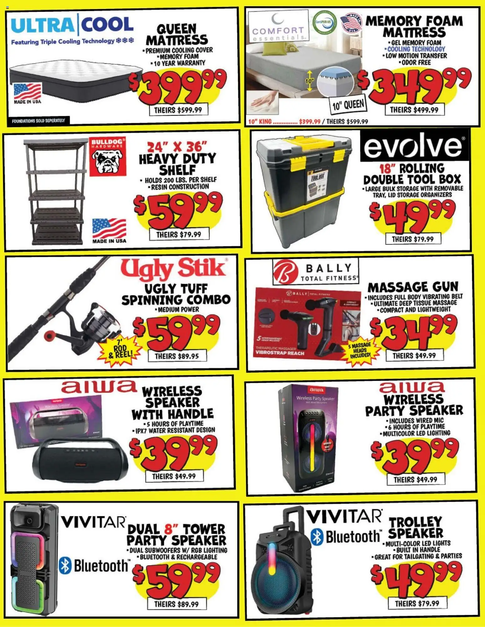 Ollie's Weekly Ad - valid from 07.03.2026 | Page: 4 | Products: Mattress, Shelf, Box, Belt