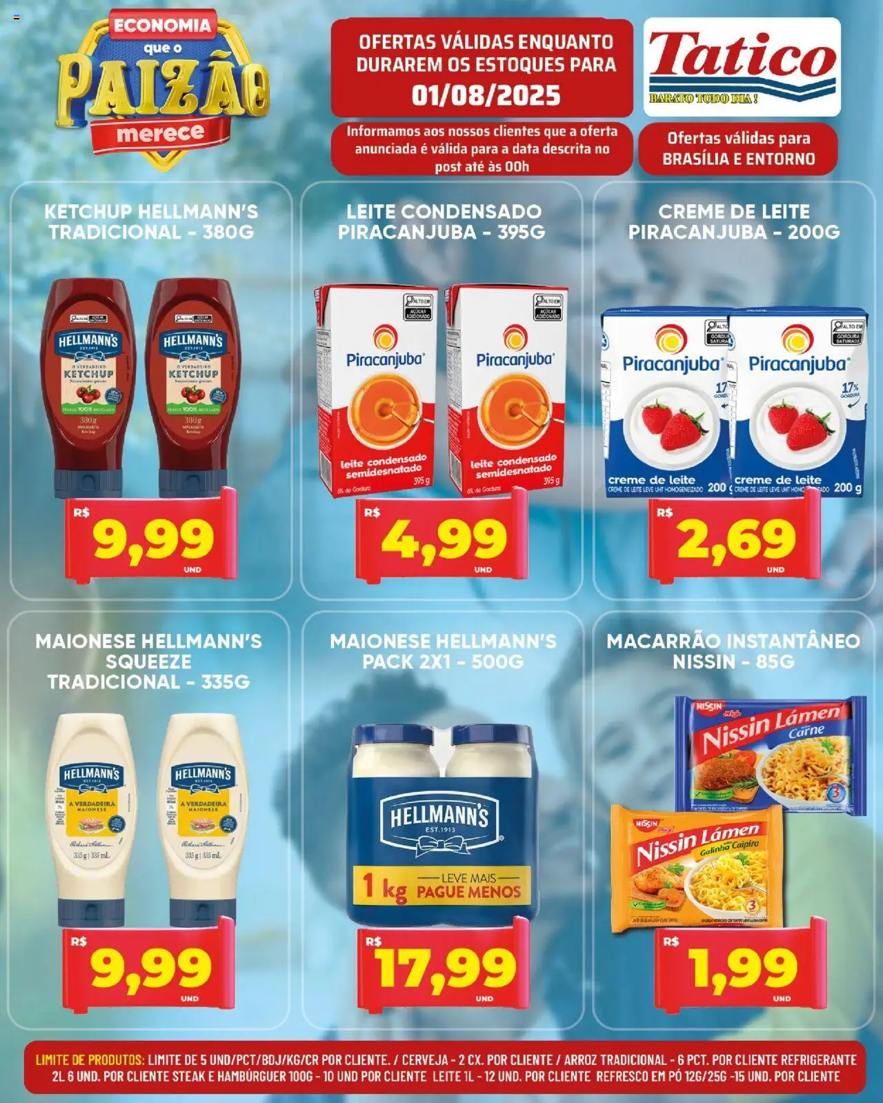 Tatico Folheto - válido de 01.08.2025 | Página: 3 | Produtos: Leite, Arroz, Ketchup, Macarrão instantâneo