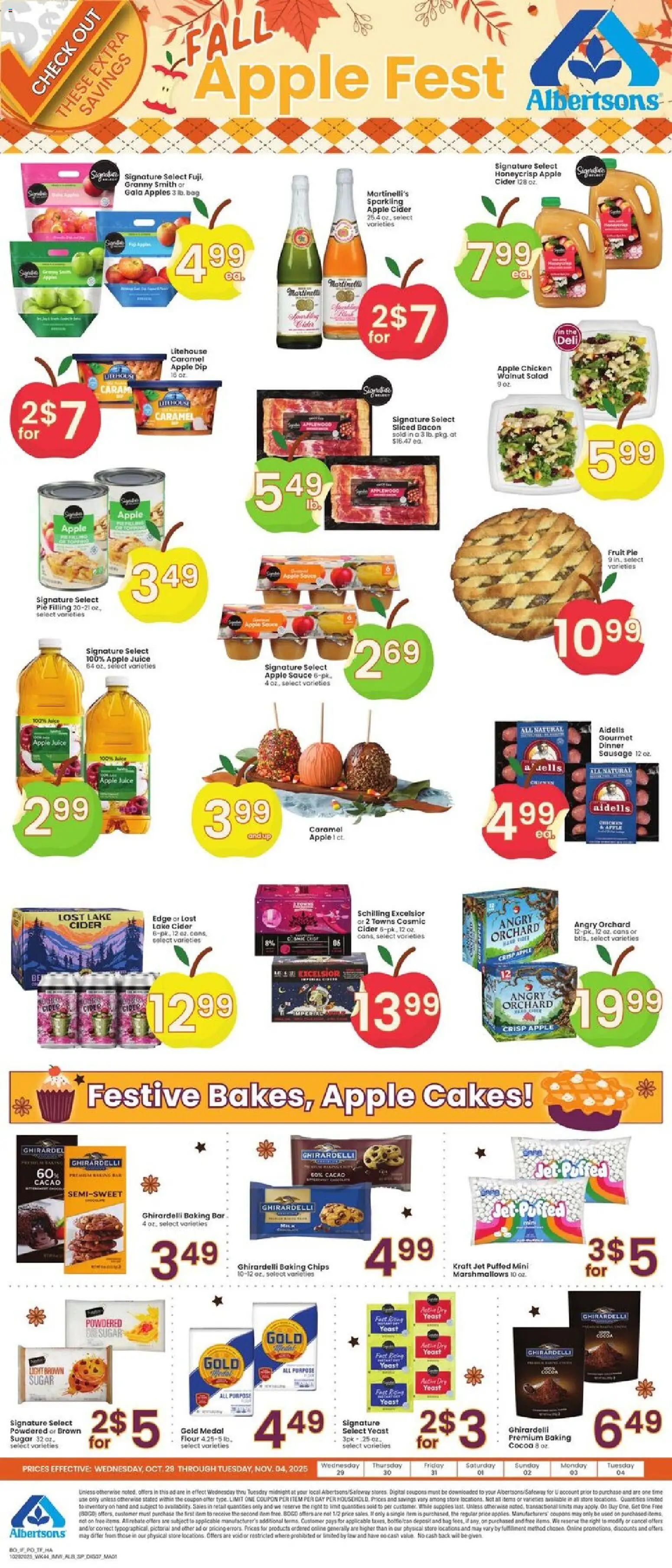 Albertsons Specialty Publication - valid from 29.10.2025 | Page: 1 | Products: Juice, Apples, Chips, Bag