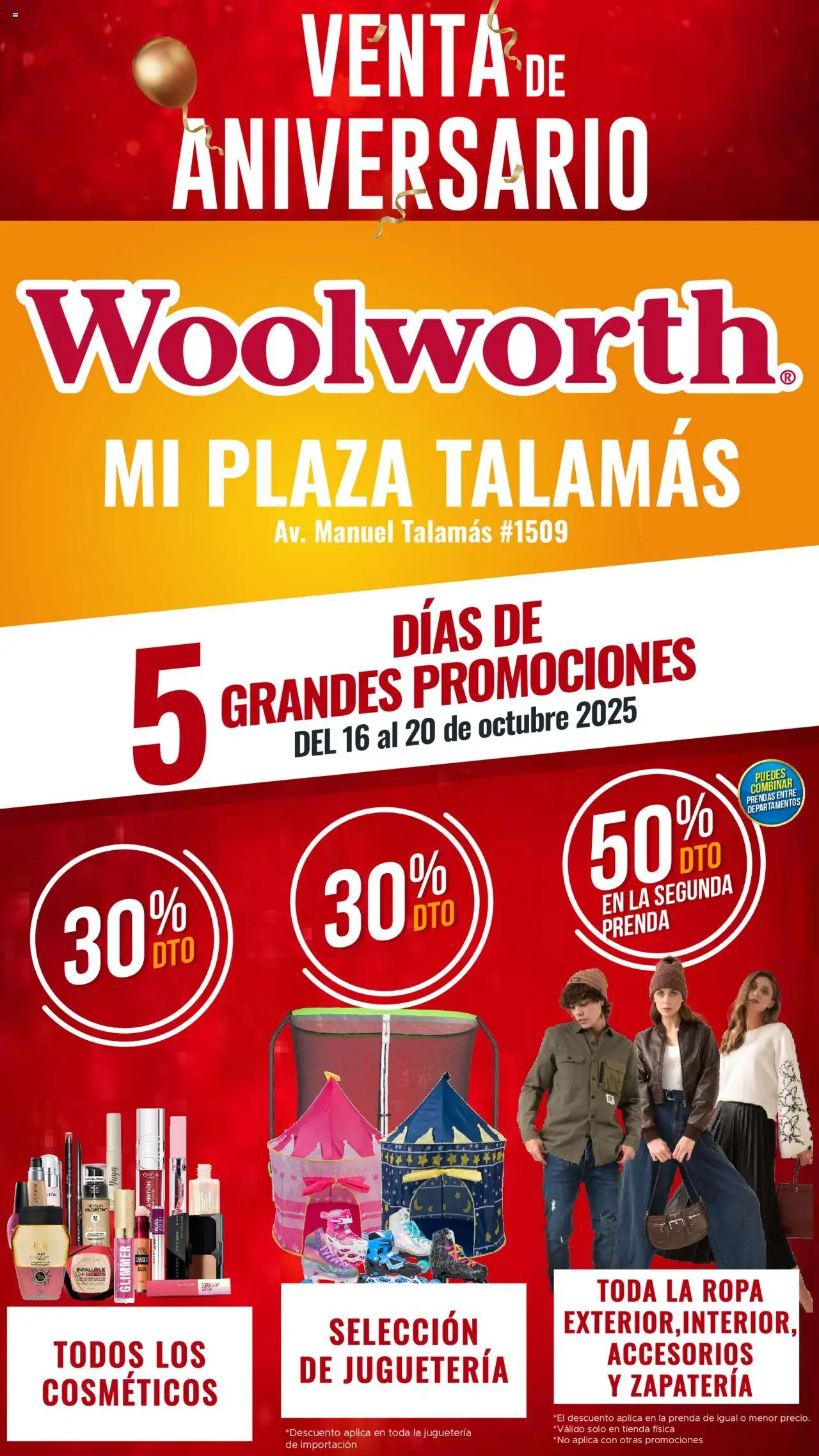 Nuevas ofertas de Del Sol y Woolworth válidas en toda la República Mexicana desde el 16.10.2025. ¡Encuentra las mejores ofertas en Del Sol y Woolworth - Aniversario Apertura Woolworth Talamás! | Página: 1 | Productos: Ropa