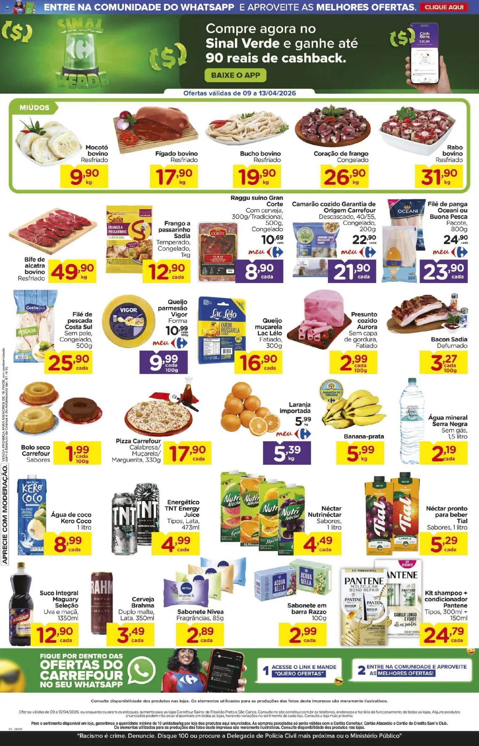 Carrefour Bairro Folheto - válido de 09.04.2026 | Página: 2 | Produtos: Camarão, Pizza, Frango, Mussarela