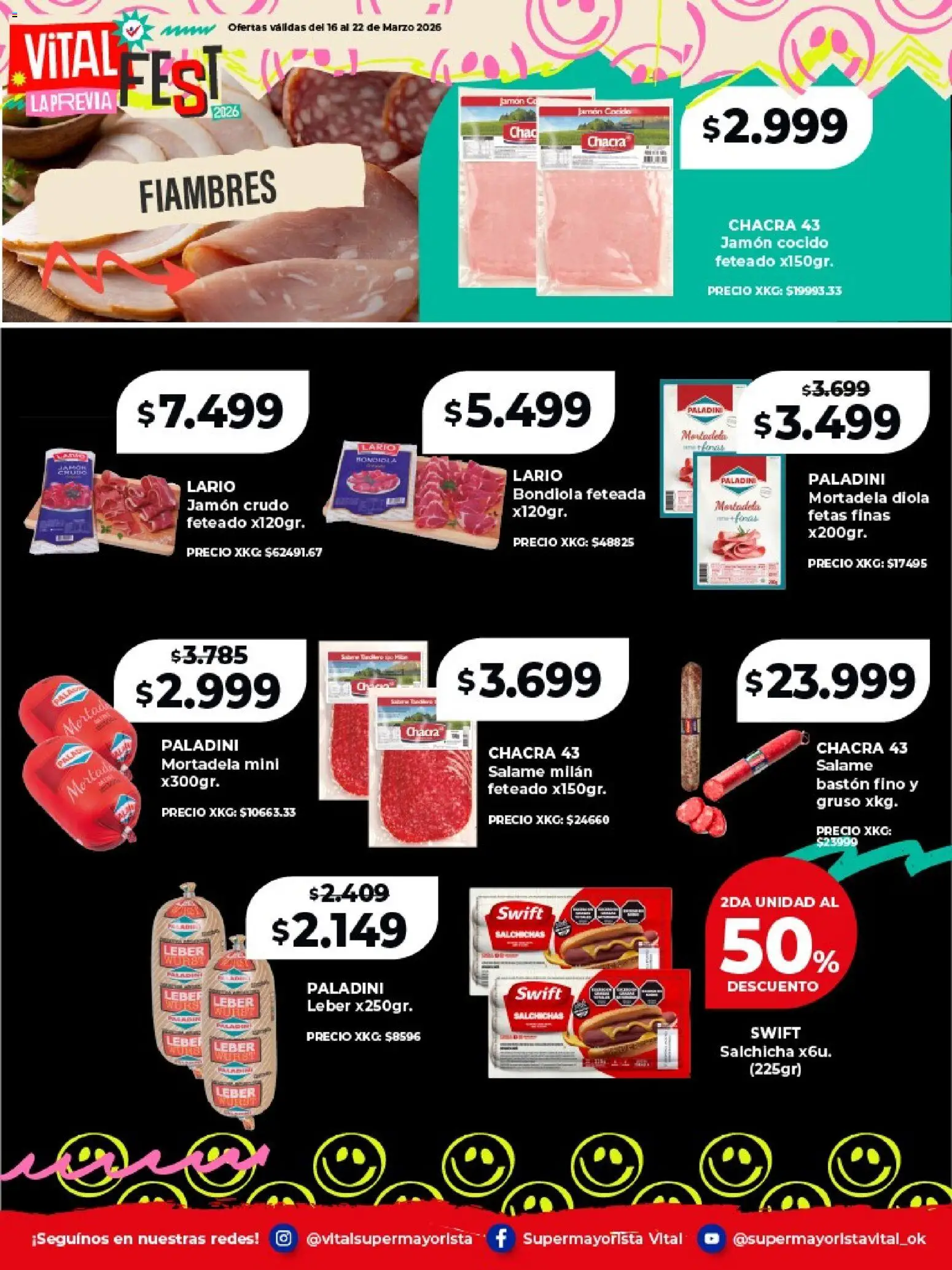 Vital - Especial de frescos │ válido desde el 16.03.2026 | Página: 8 | Productos: Jamón cocido, Mortadela, Salchicha, Salame