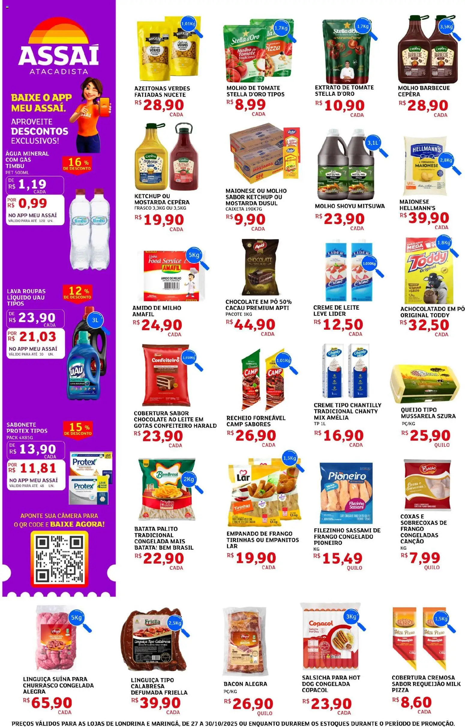 Assaí Atacadista Folheto - válido de 27.10.2025 | Página: 4 | Produtos: Azeitonas, Leite, Roupas, Creme de leite