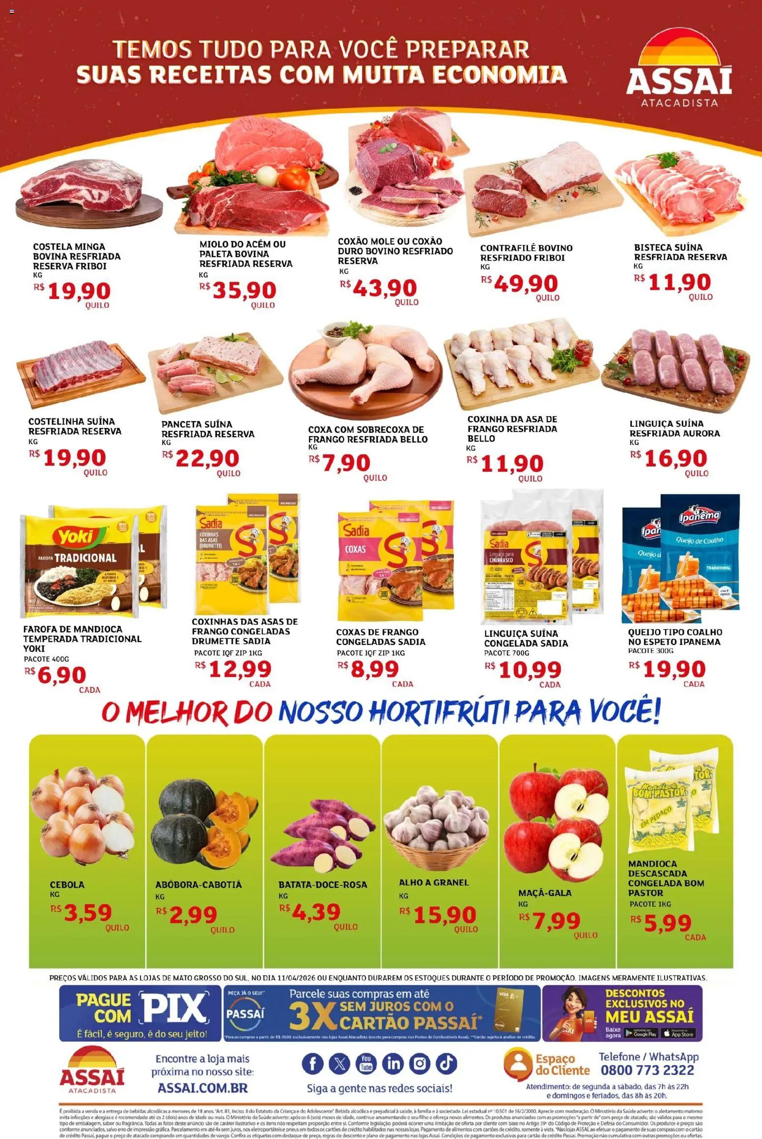 Assaí Atacadista Folheto - válido de 11.04.2026 | Página: 2 | Produtos: Alho, Linguiça, Queijo, Pneus