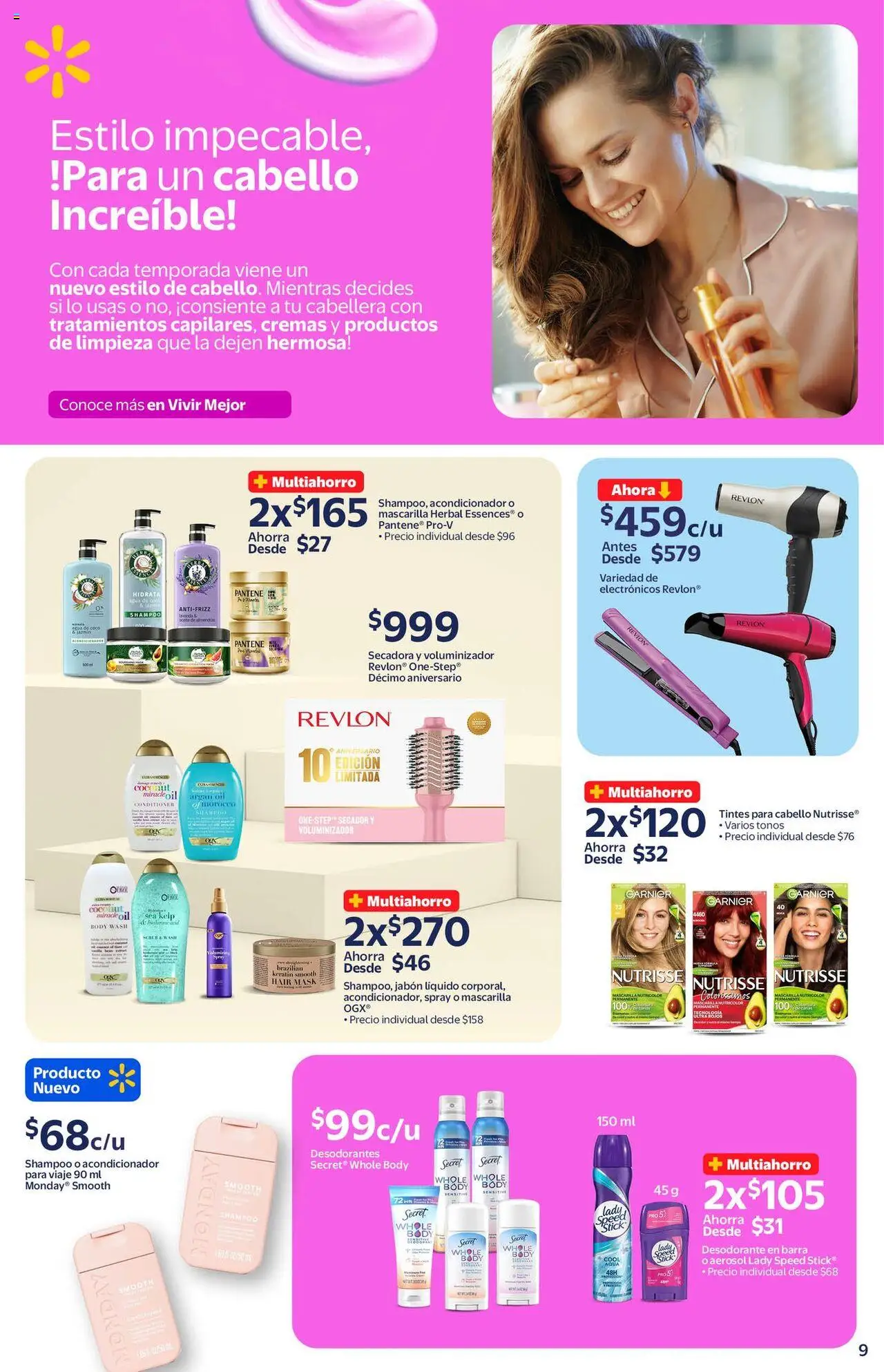 Nuevas ofertas de Walmart válidas en toda la República Mexicana desde el 19.09.2025. ¡Encuentra las mejores ofertas en Walmart - Folleto la belleza! | Página: 9 | Productos: Barra, Mascarilla, Acondicionador, Jabón