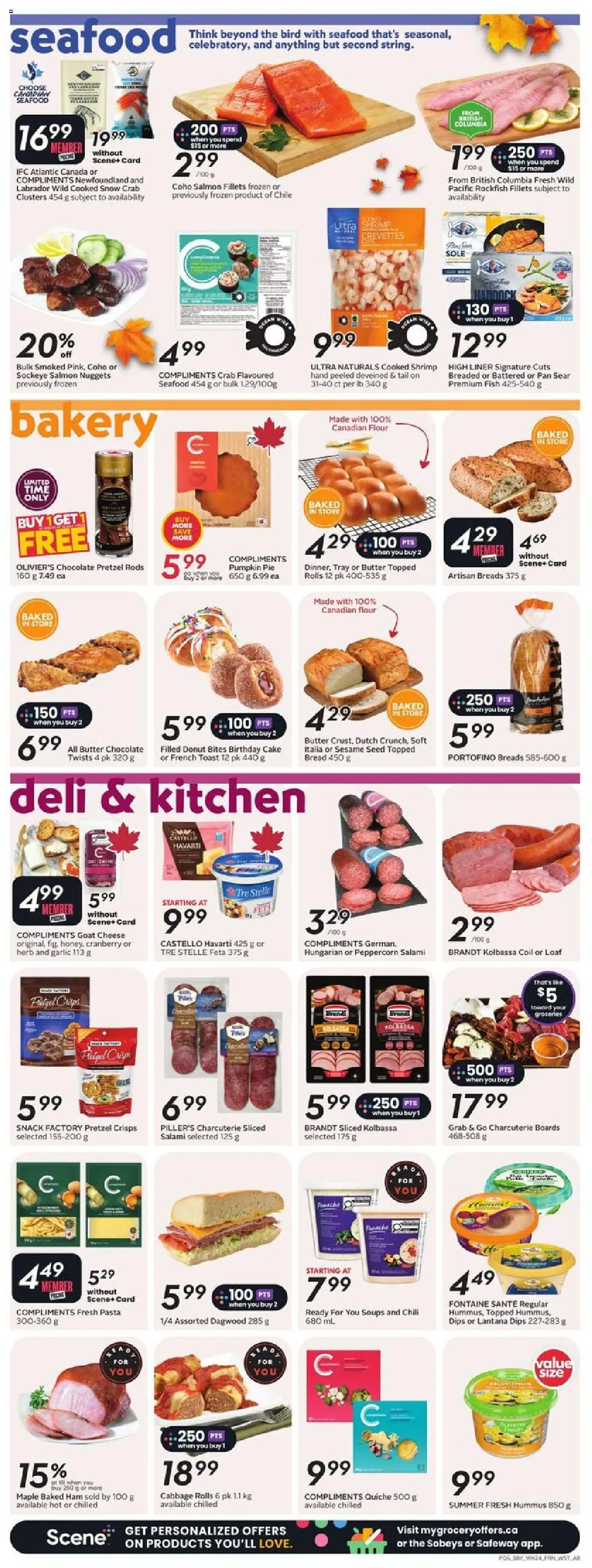Sobeys flyer valid from 09.10.2025 | Page: 9 | Products: Fish, Bakery, Butter, Ham