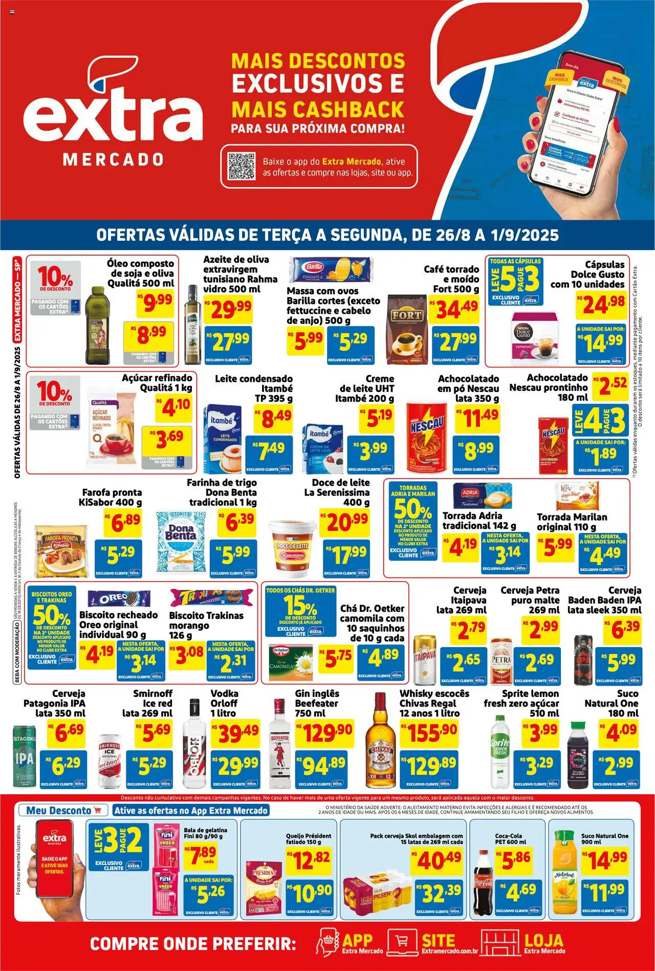 Extra Folheto - válido de 26.08.2025 | Página: 1 | Produtos: Ovos, Óleo, Azeite, Doce de leite