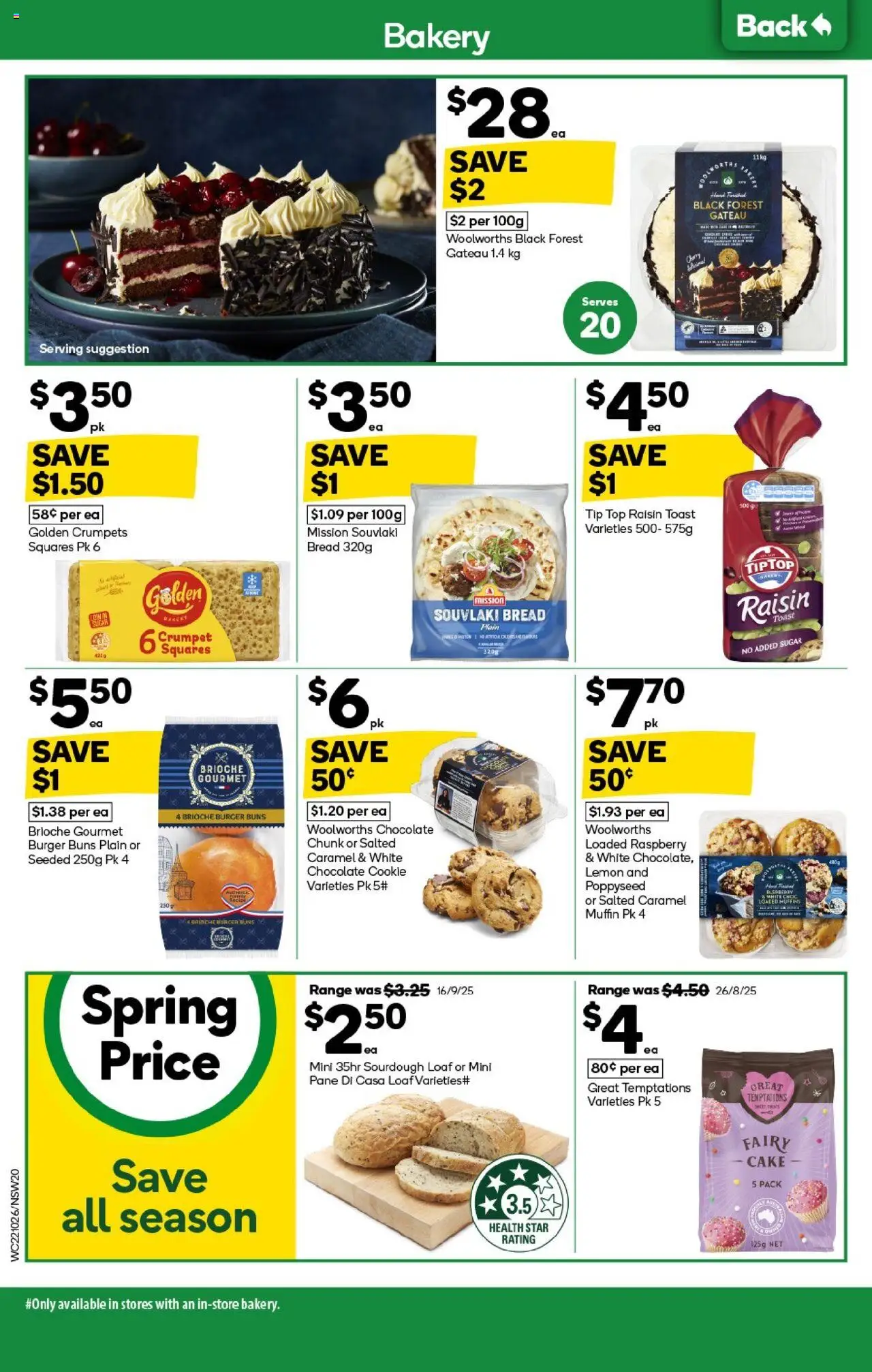 Woolworths catalogue - valid from 22.10.2025 | Page: 20 | Products: Crumpets, Lemon, Raspberry, Bakery
