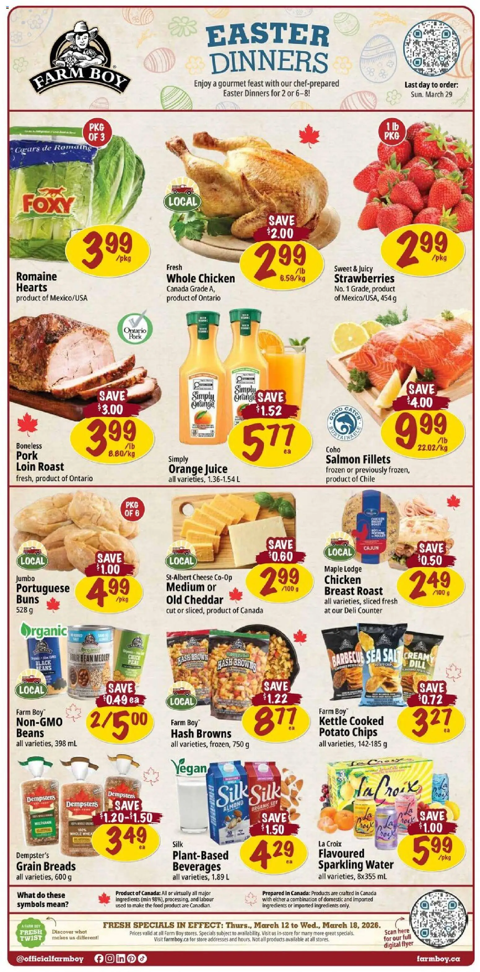Farm Boy flyer valid from 12.03.2026 | Page: 1 | Products: Cream, Juice, Chicken, Pork