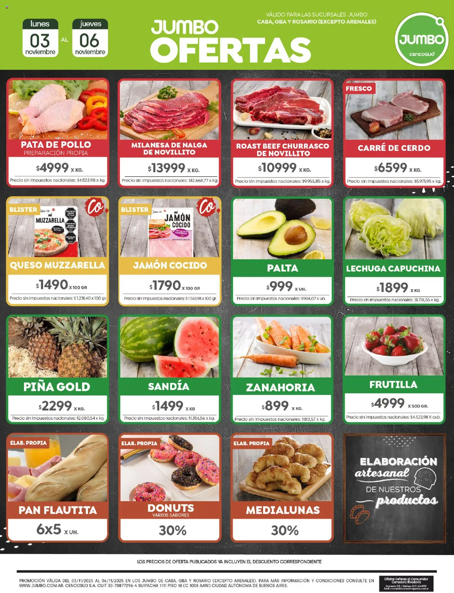 Jumbo ofertas │ válido desde el 03.11.2025 | Página: 1 | Productos: Muzzarella, Queso, Jamón, Piña