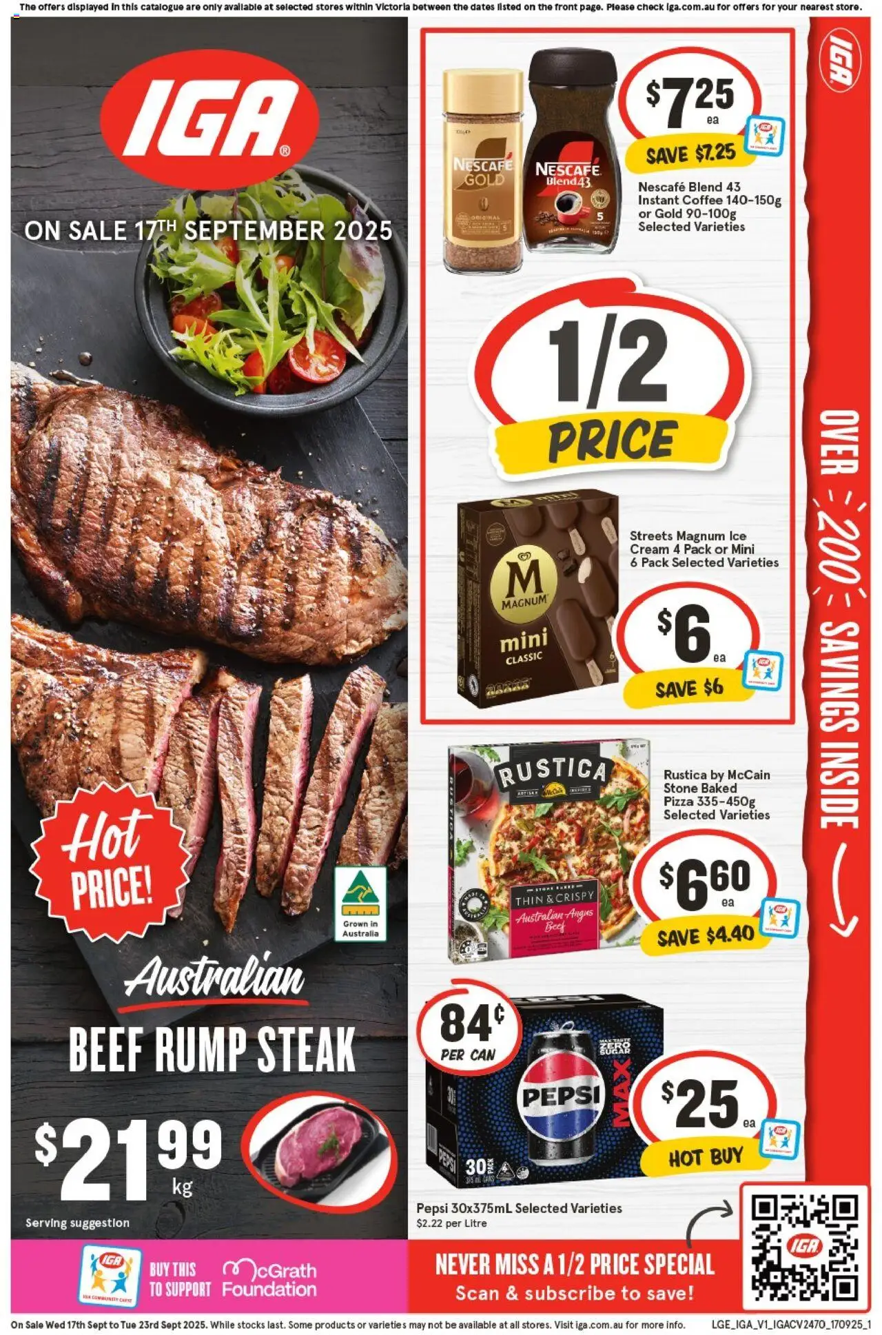 IGA catalogue - valid from 17.09.2025 | Page: 4 | Products: Coffee, Pizza, Pepsi, Foundation