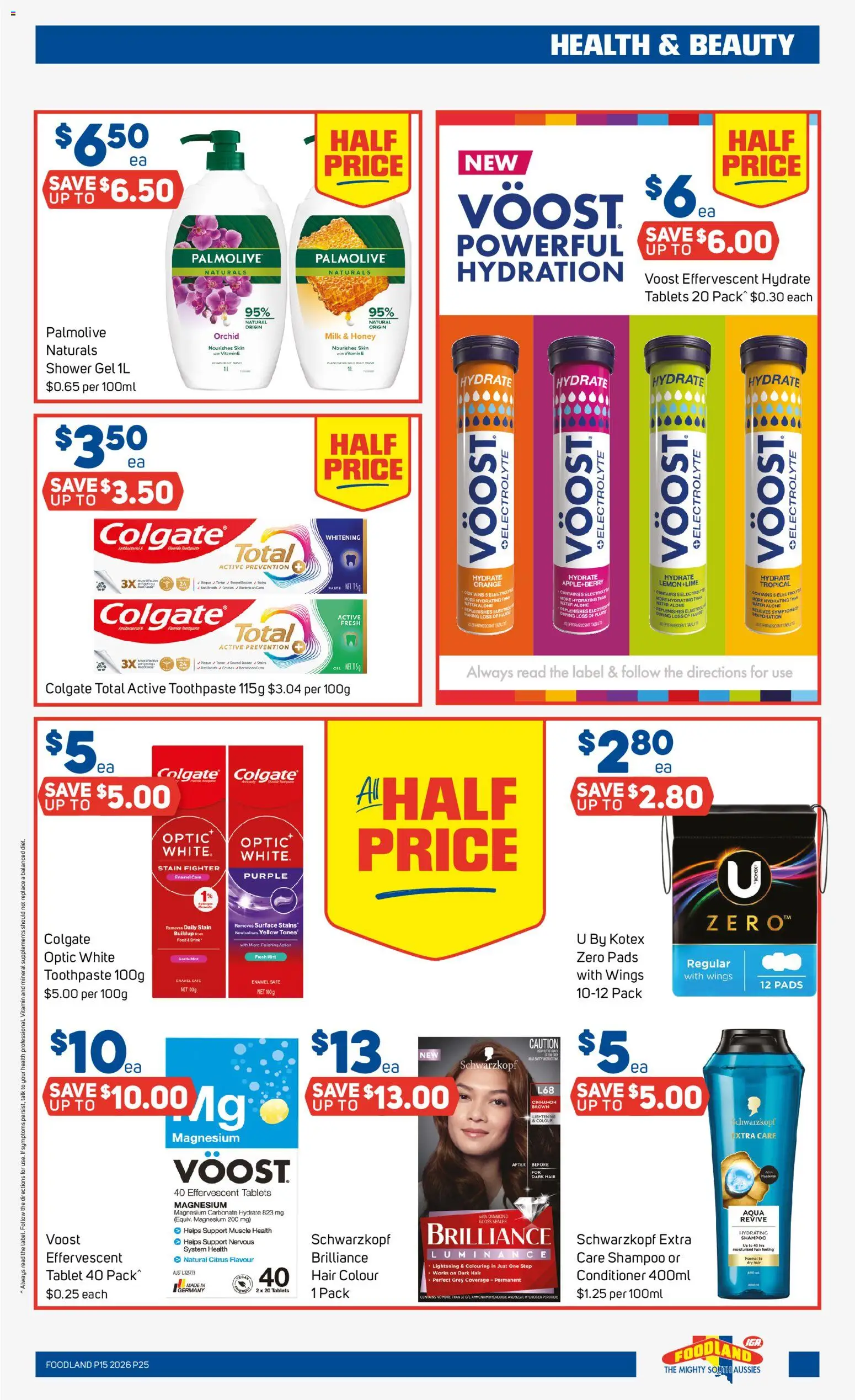 Foodland catalogue - valid from 08.04.2026 | Page: 25 | Products: Shower, Shampoo, Hair conditioner, Toothpaste
