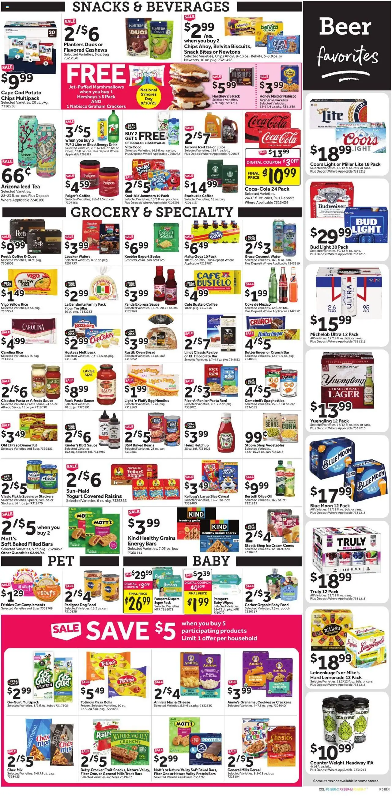 Stop & Shop Weekly Ad - valid from 08.08.2025 | Page: 5 | Products: Box, Cheese, Chocolate, Noodles