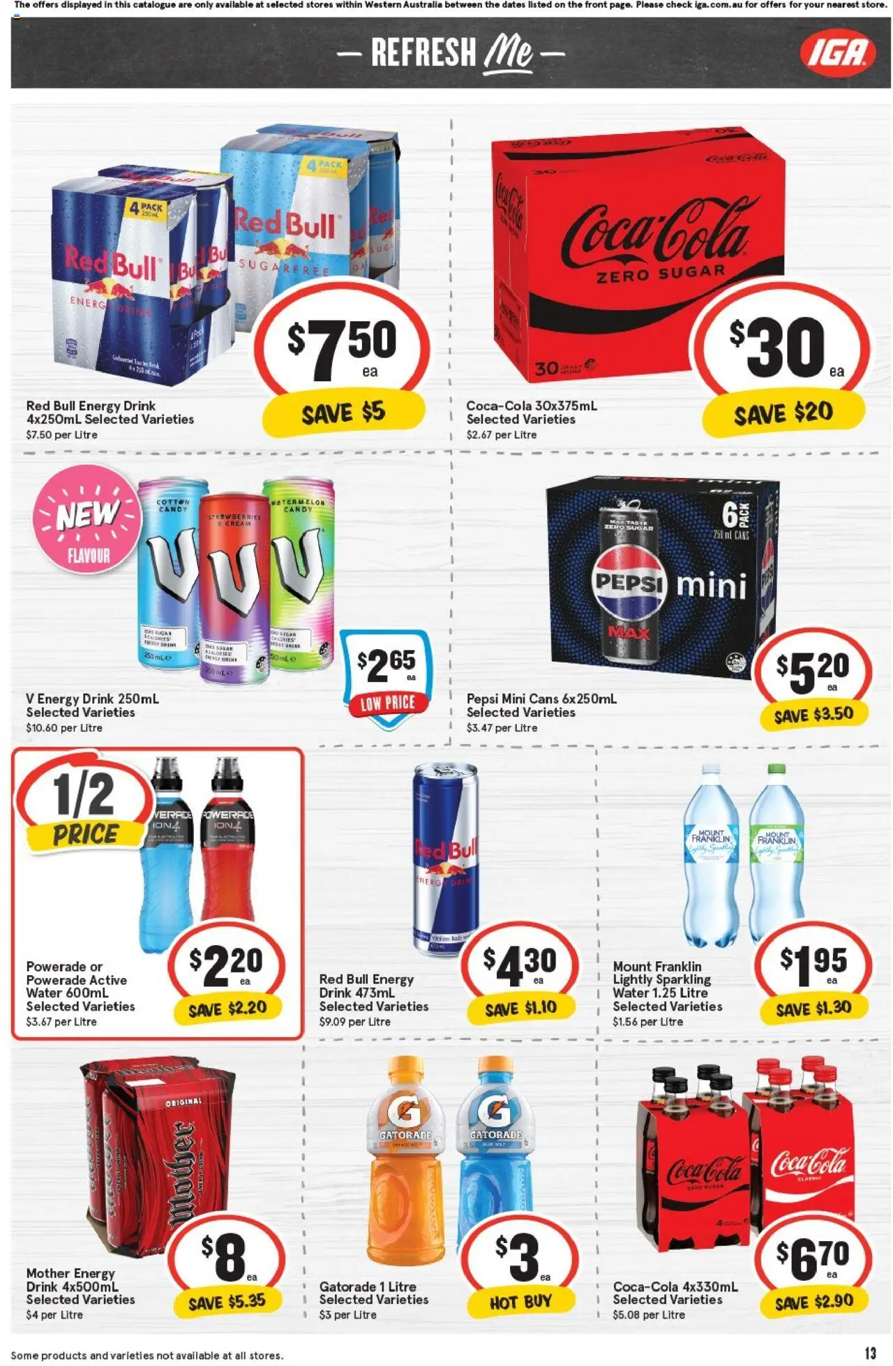 IGA catalogue - valid from 08.10.2025 | Page: 16 | Products: Energy drink, Cream, Water, Sugar