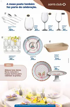 Sam's Club ofertas Páscoa - Pré-Visualização do folheto da loja Sam's Club, válido de 24.03.2026 | Página: 12 | Produtos: Talheres, Mesa, Flores, Vinho