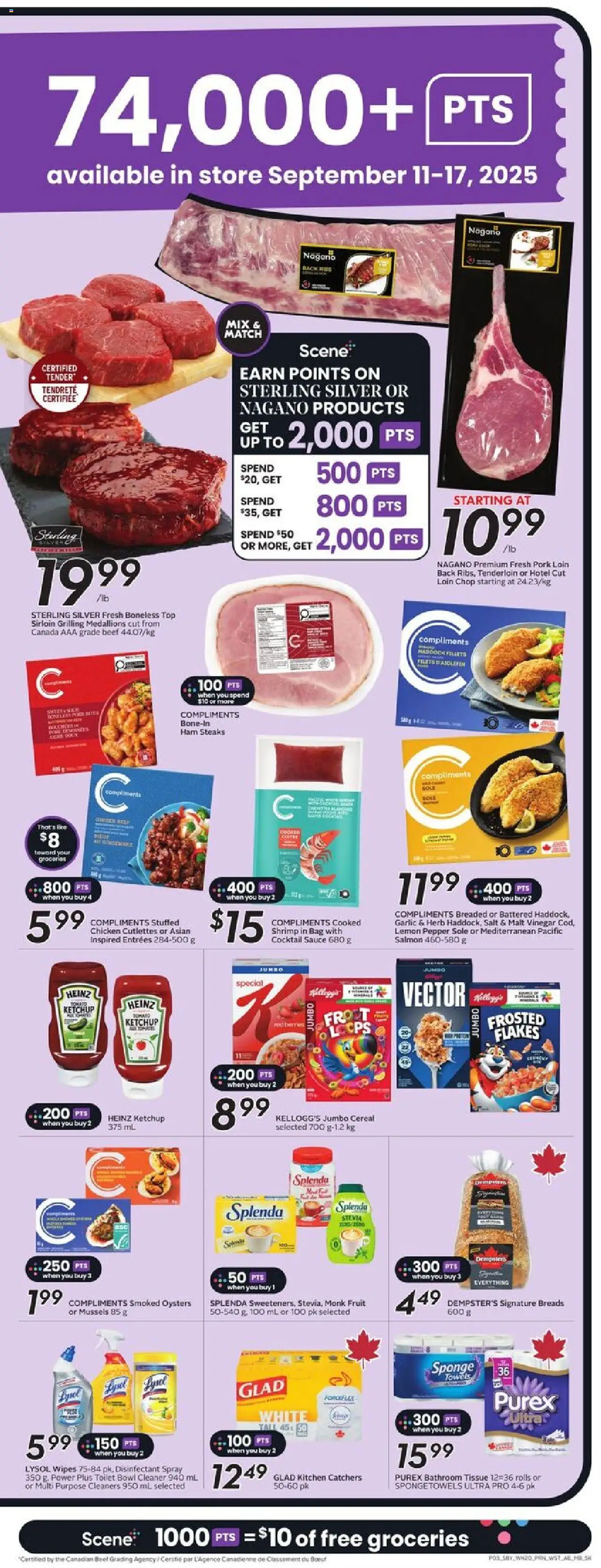 Safeway flyer valid from 11.09.2025 | Page: 6 | Products: Beef, Sponge, Ham, Chicken