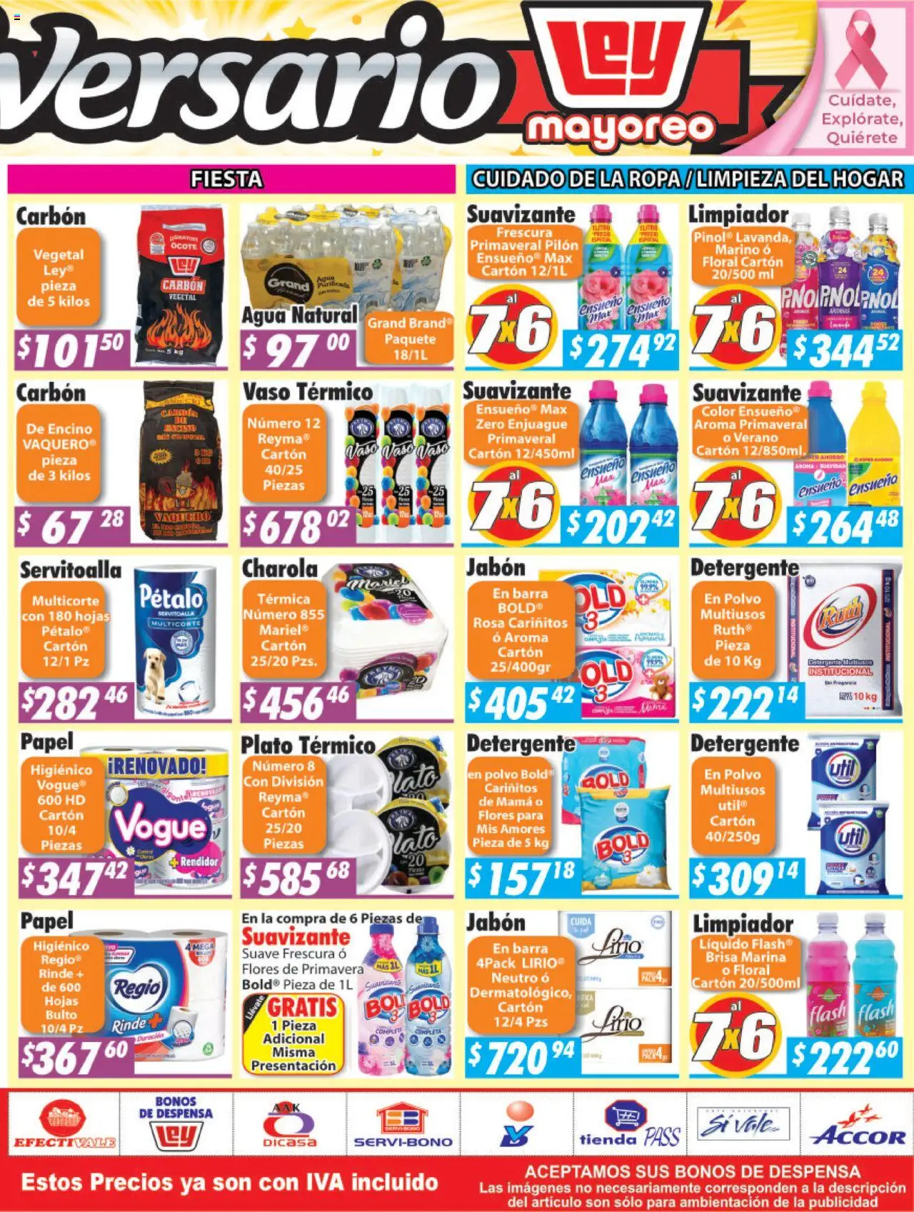 Nuevas ofertas de Casa Ley válidas en toda la República Mexicana desde el 20.10.2025. ¡Encuentra las mejores ofertas en Casa Ley folleto Mayoreo! | Página: 4 | Productos: Agua, Limpiador, Despensa, Polvo