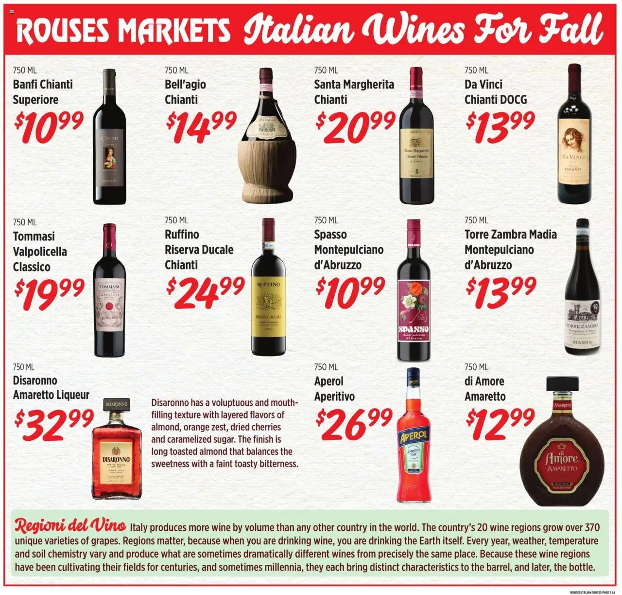 Rouses Italian Ad - valid from 01.10.2025 | Page: 5 | Products: Cherries, Wine