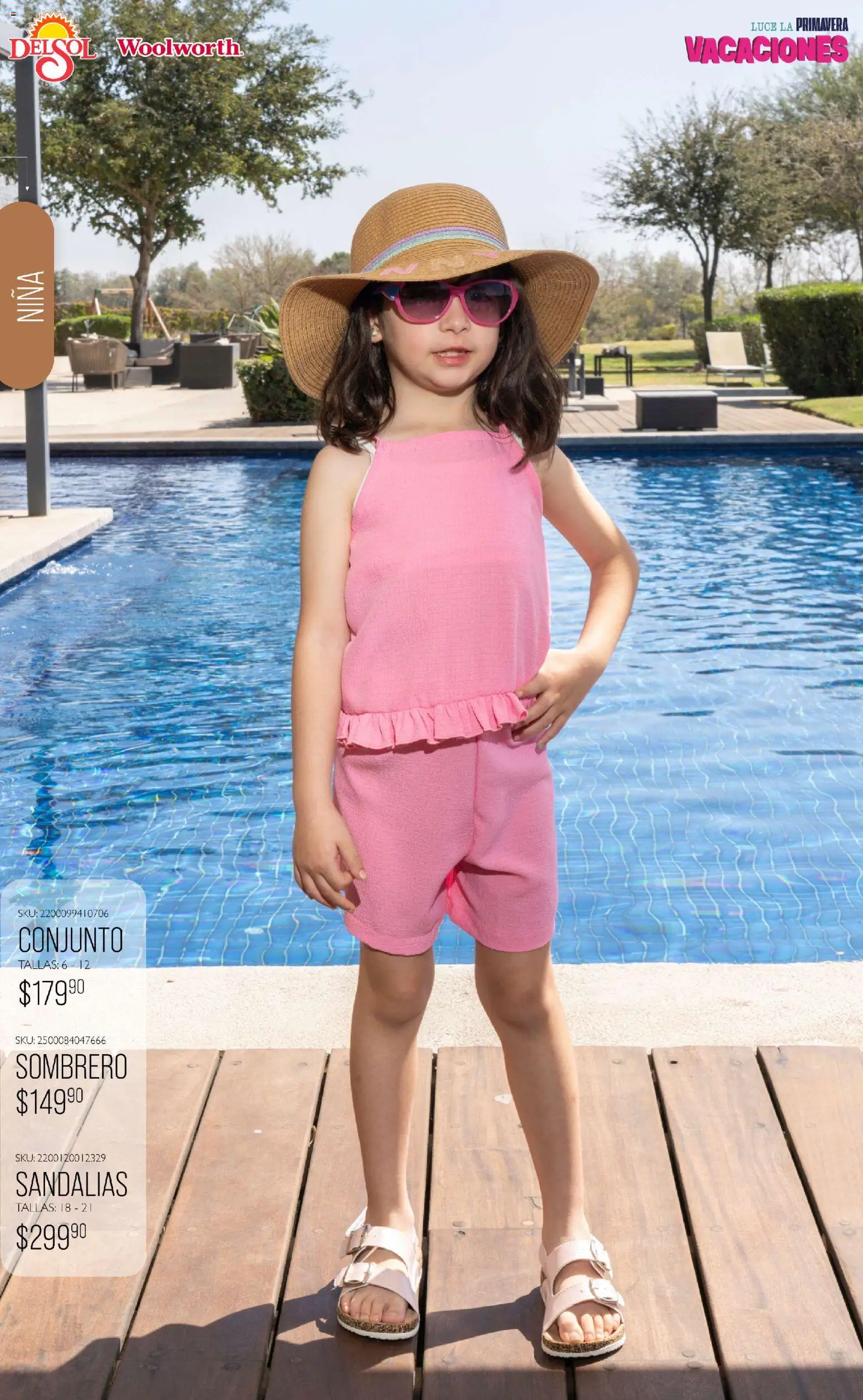 Nuevas ofertas de Del Sol y Woolworth válidas en toda la República Mexicana desde el 19.03.2026. ¡Encuentra las mejores ofertas en Del Sol y Woolworth catálogo Vacaciones 2026 ! | Página: 22 | Productos: Sombrero, Conjunto, Sandalias