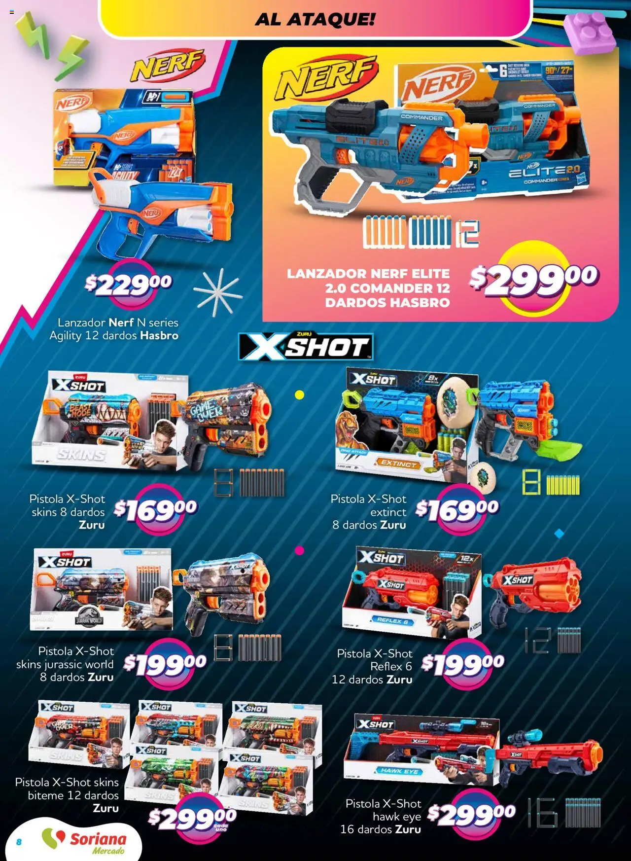 Nuevas ofertas de Soriana válidas en toda la República Mexicana desde el 09.10.2025. ¡Encuentra las mejores ofertas en Soriana - Reino de los Juguetes Mercado Nacional! | Página: 8 | Productos: Shot