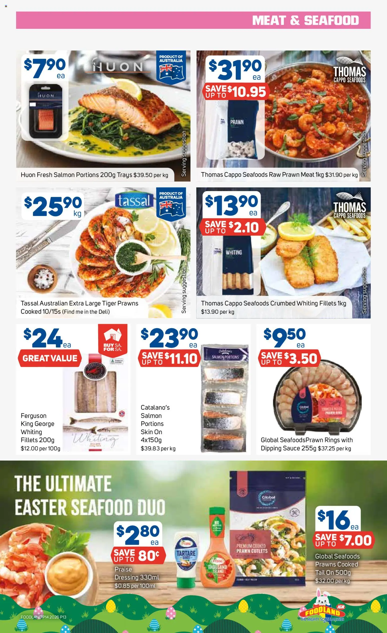 Foodland catalogue - valid from 01.04.2026 | Page: 13 | Products: Meat, Salmon, Sauce, Seafood