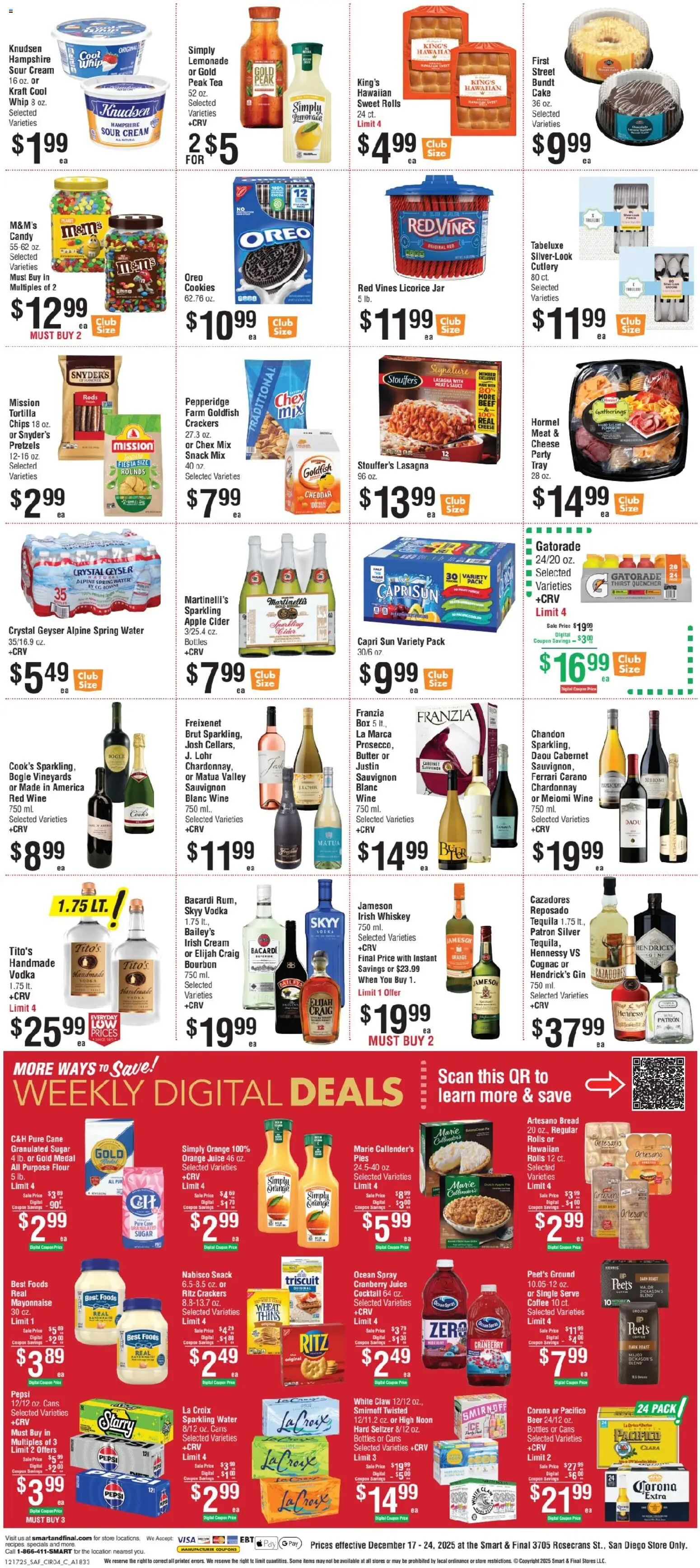 Smart & Final Ad - valid from 16.12.2025 | Page: 5 | Products: Salami, Wine, Bourbon, Chips