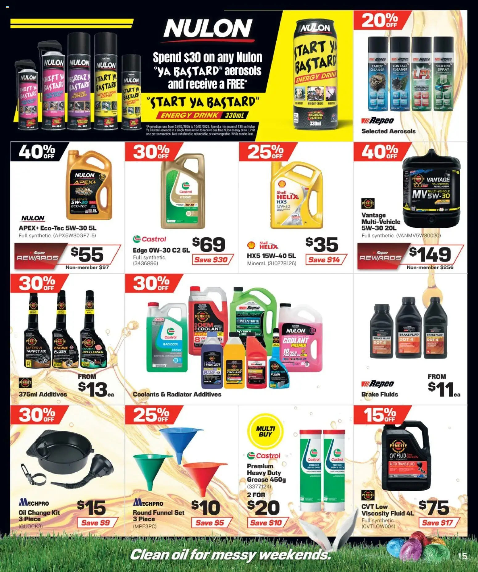Repco catalogue - valid from 25.02.2026 | Page: 15 | Products: Energy drink, Oil, Lubricant, Radiator