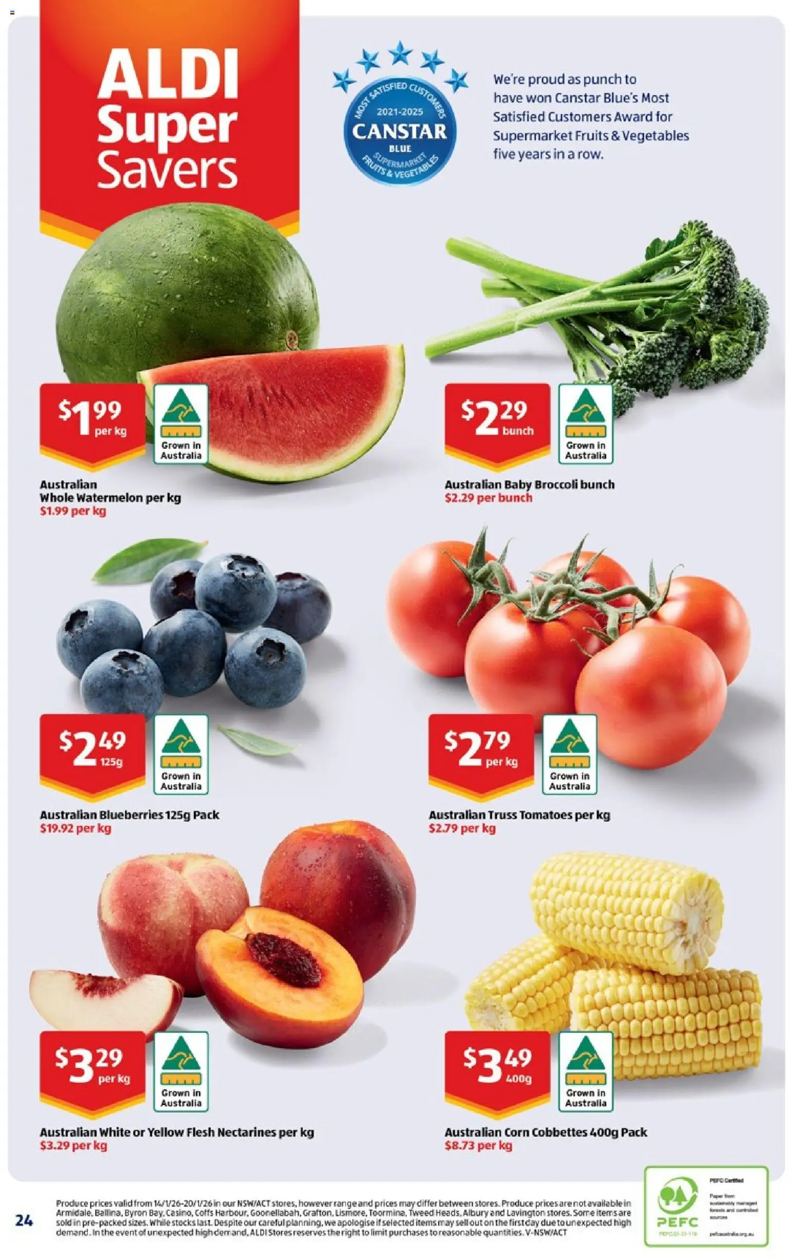 Aldi catalogue - valid from 21.01.2026 | Page: 24 | Products: Tomatoes, Vegetables, Watermelon, Blueberries