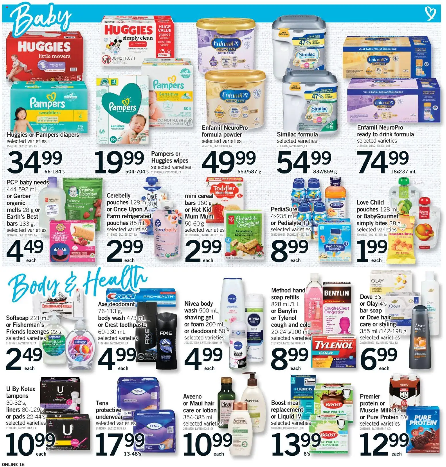 Fortinos flyer valid from 22.01.2026 | Page: 16 | Products: Soap, Body wash, Deodorant, Milk