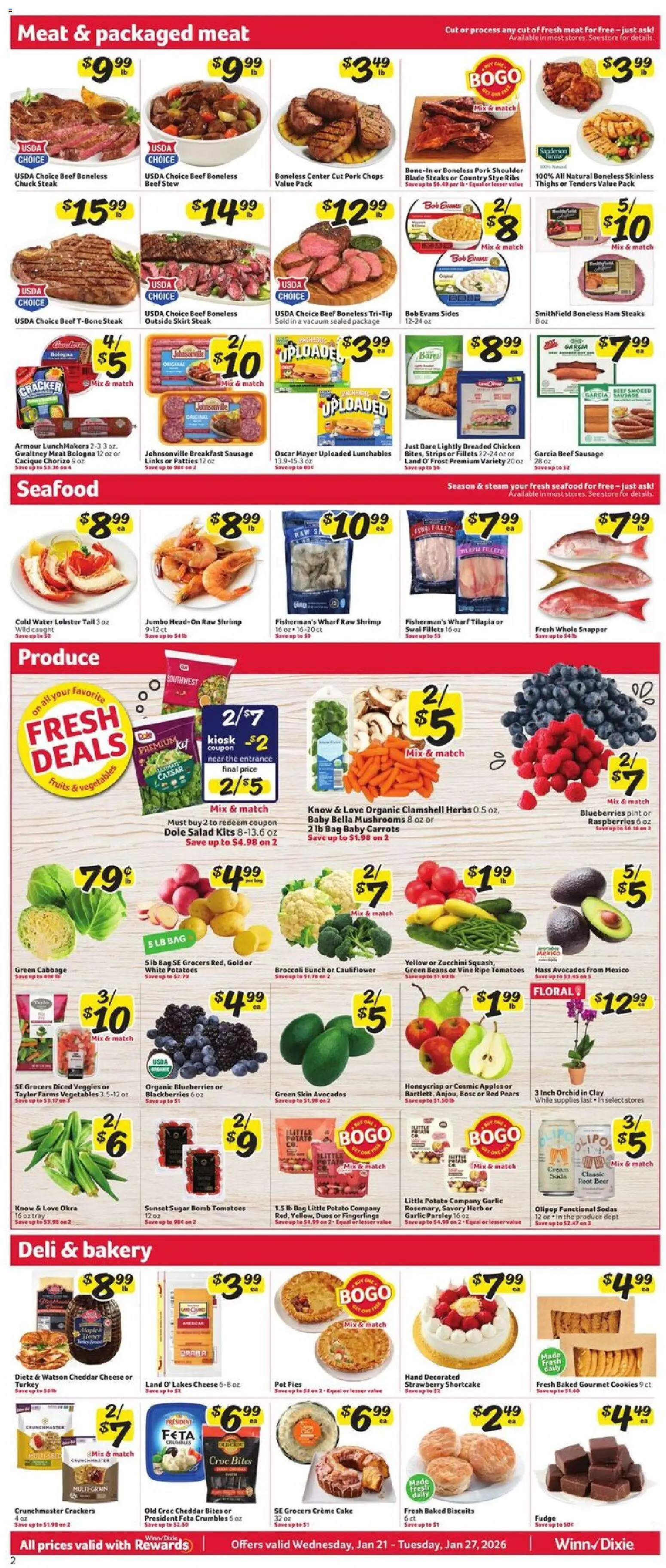 Winn Dixie Weekly Circular - GA - valid from 21.01.2026 | Page: 2 | Products: Bakery, Cheese, Sugar, Sausage