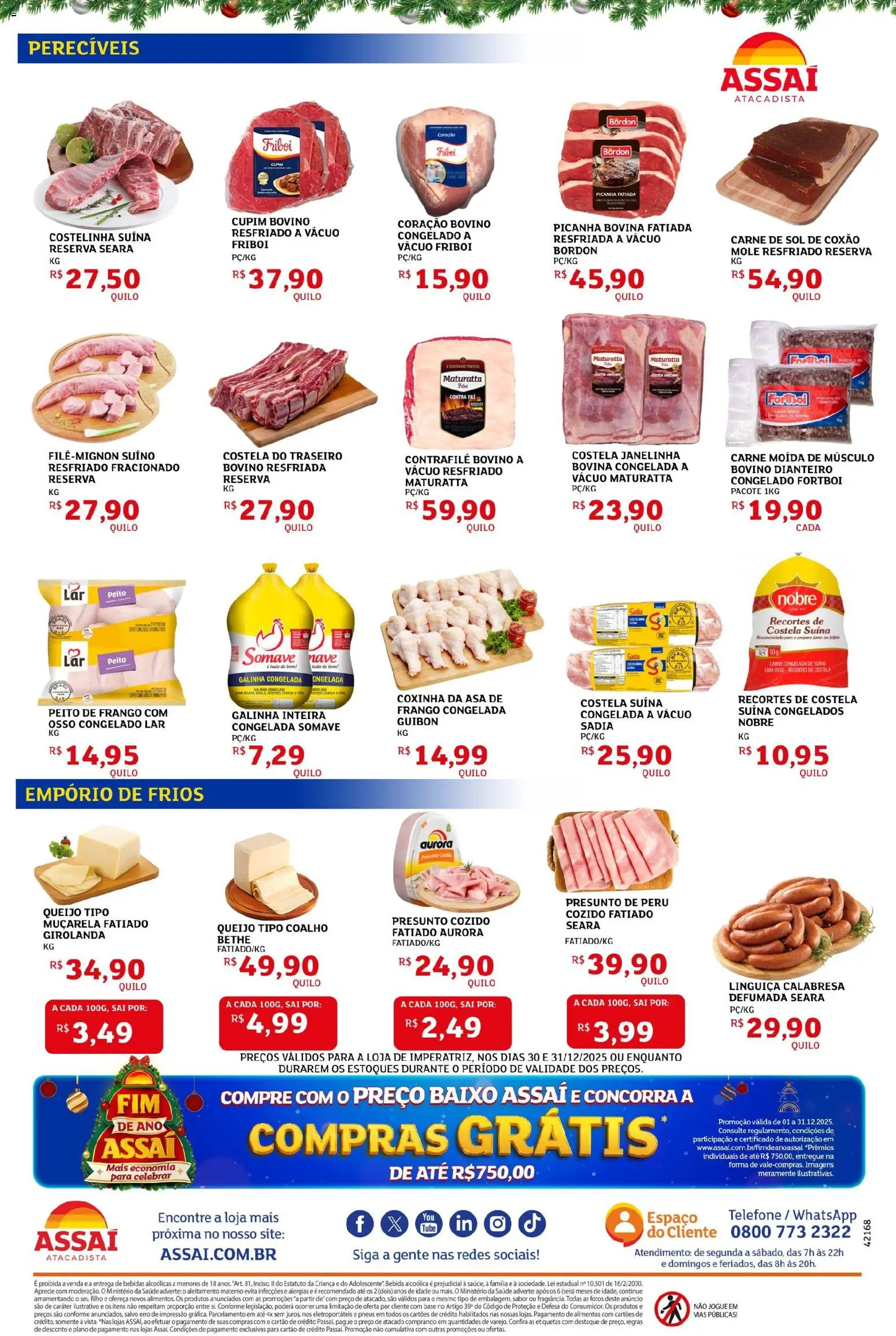 Assaí Atacadista Folheto - válido de 30.12.2025 | Página: 2 | Produtos: Linguiça, Picanha, Queijo, Muçarela