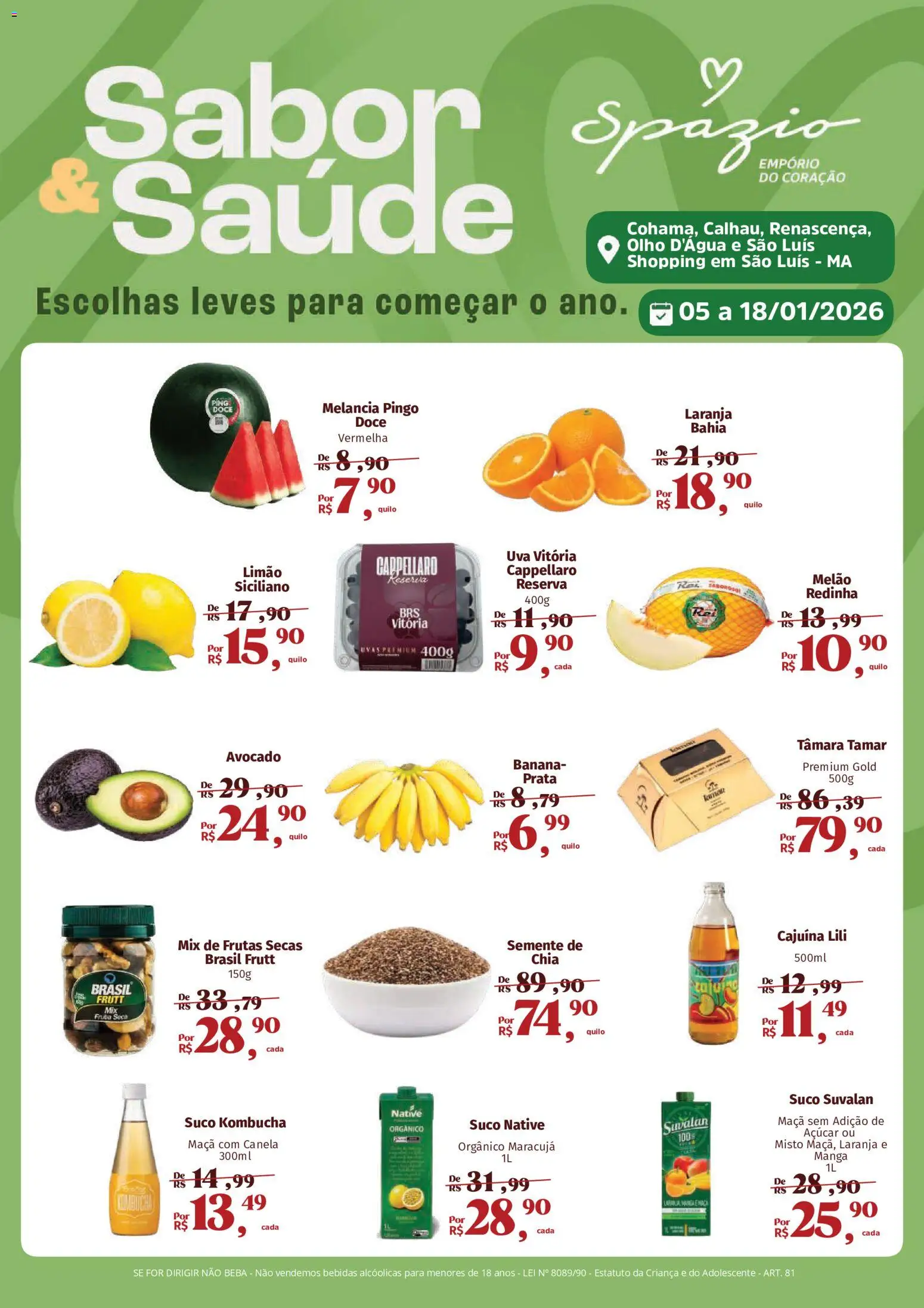 Mateus Folheto - válido de 05.01.2026 | Página: 1 | Produtos: Maracujá, Melão, Chia, Uvas