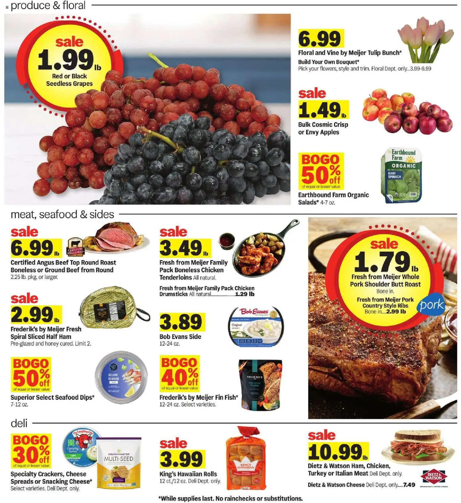 Meijer Weekly Ad - MI - valid from 25.03.2026 | Page: 3 | Products: Spinach, Ham, Pork, Seafood