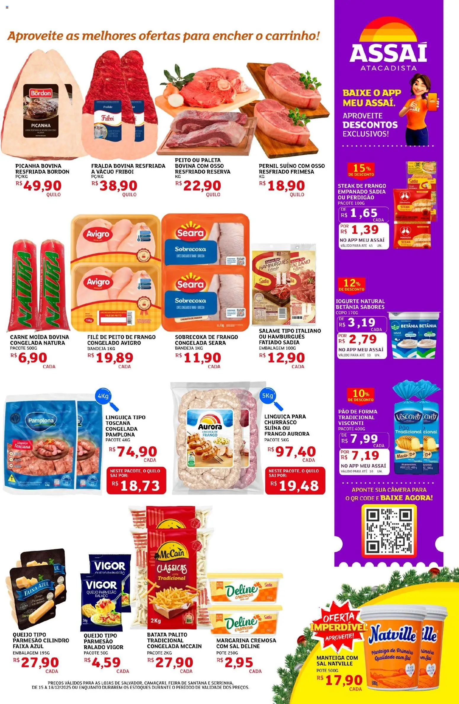 Assaí Atacadista Folheto - válido de 15.12.2025 | Página: 3 | Produtos: Manteiga, Carrinho, Bandeja, Carne moída