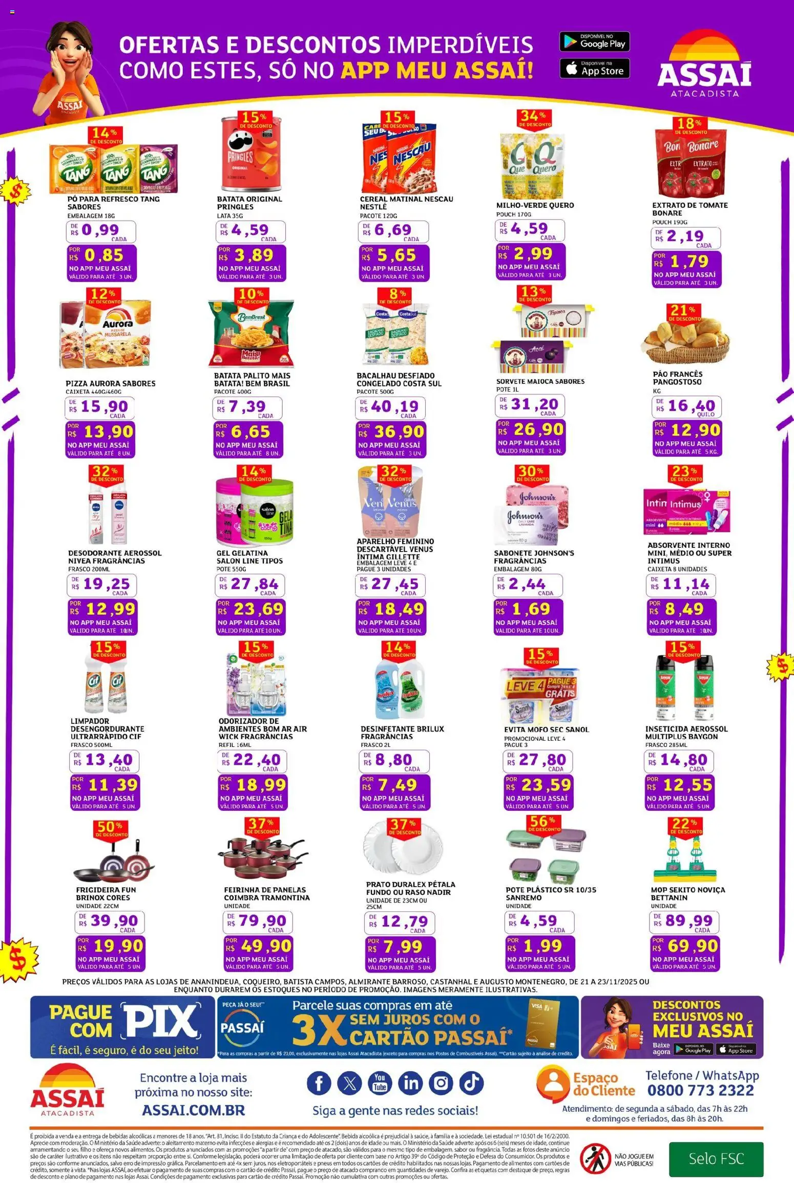 Assaí Atacadista Folheto - válido de 21.11.2025 | Página: 3 | Produtos: Desengordurante, Mussarela, Inseticida, Açaí